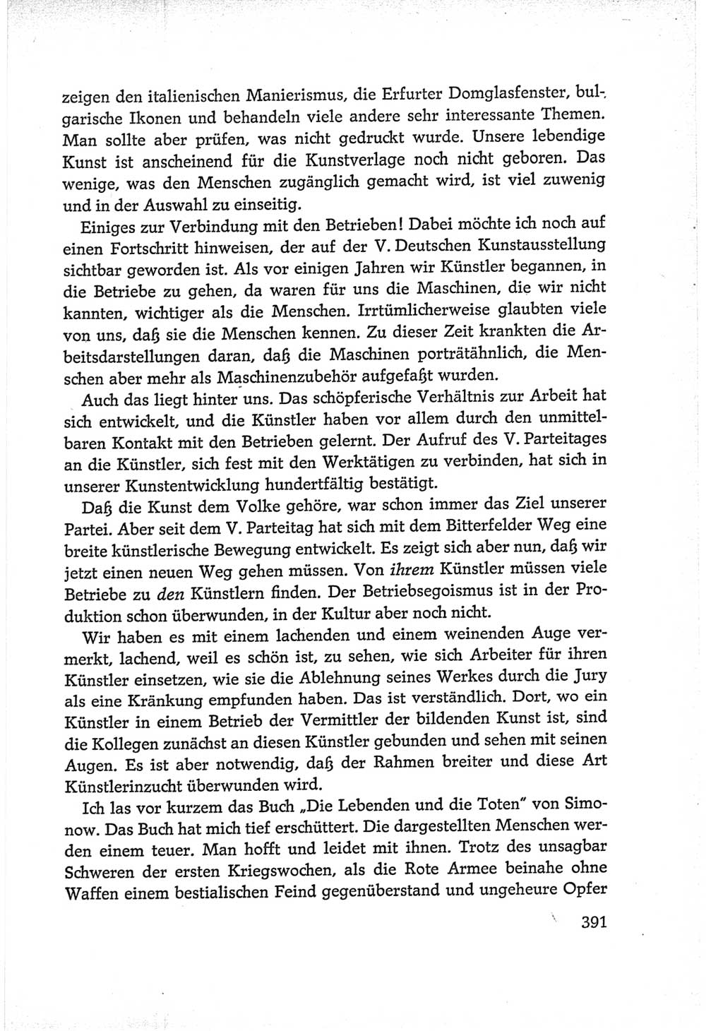 Protokoll der Verhandlungen des Ⅵ. Parteitages der Sozialistischen Einheitspartei Deutschlands (SED) [Deutsche Demokratische Republik (DDR)] 1963, Band Ⅰ, Seite 391 (Prot. Verh. Ⅵ. PT SED DDR 1963, Bd. Ⅰ, S. 391)