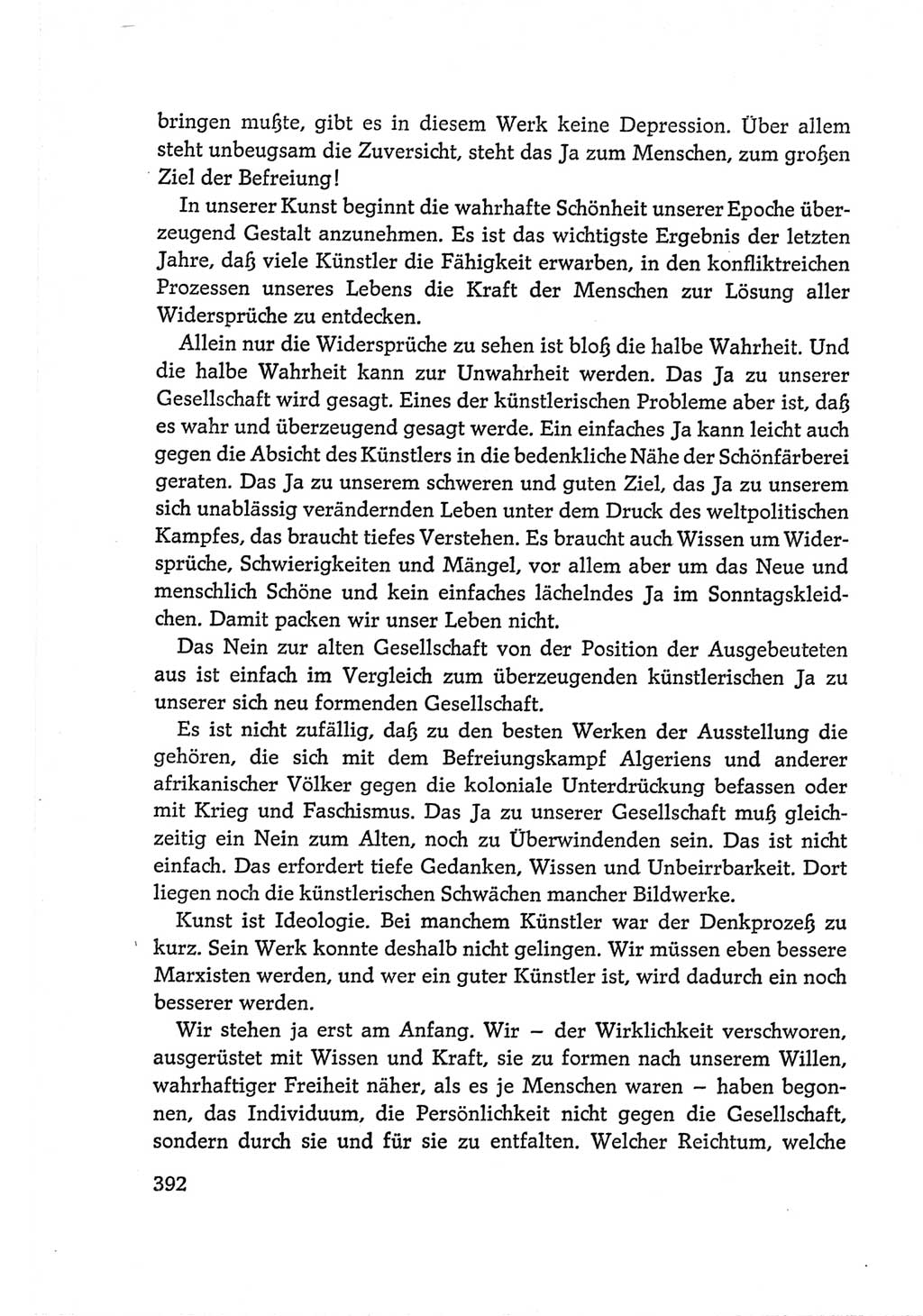 Protokoll der Verhandlungen des Ⅵ. Parteitages der Sozialistischen Einheitspartei Deutschlands (SED) [Deutsche Demokratische Republik (DDR)] 1963, Band Ⅰ, Seite 392 (Prot. Verh. Ⅵ. PT SED DDR 1963, Bd. Ⅰ, S. 392)