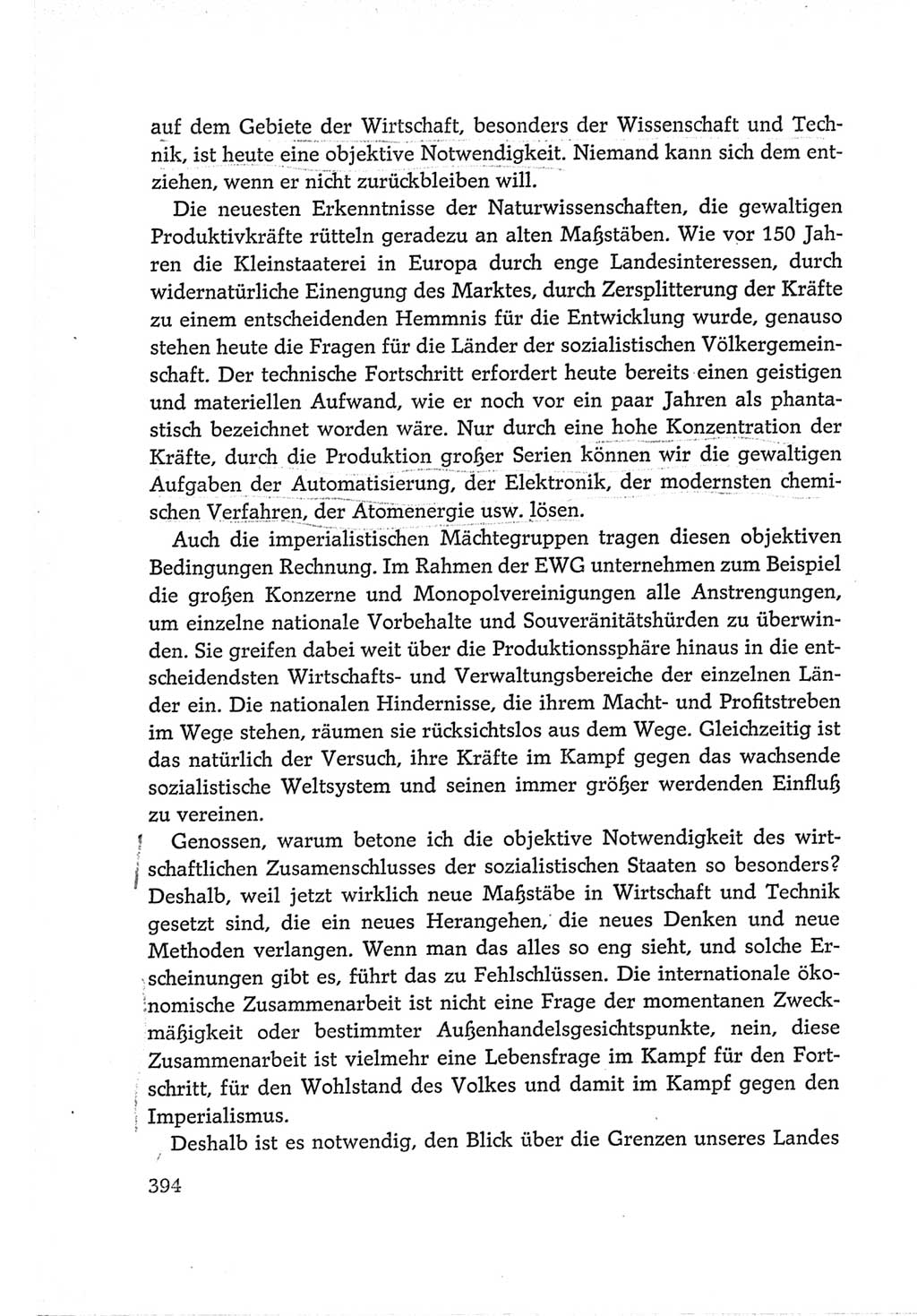 Protokoll der Verhandlungen des Ⅵ. Parteitages der Sozialistischen Einheitspartei Deutschlands (SED) [Deutsche Demokratische Republik (DDR)] 1963, Band Ⅰ, Seite 394 (Prot. Verh. Ⅵ. PT SED DDR 1963, Bd. Ⅰ, S. 394)