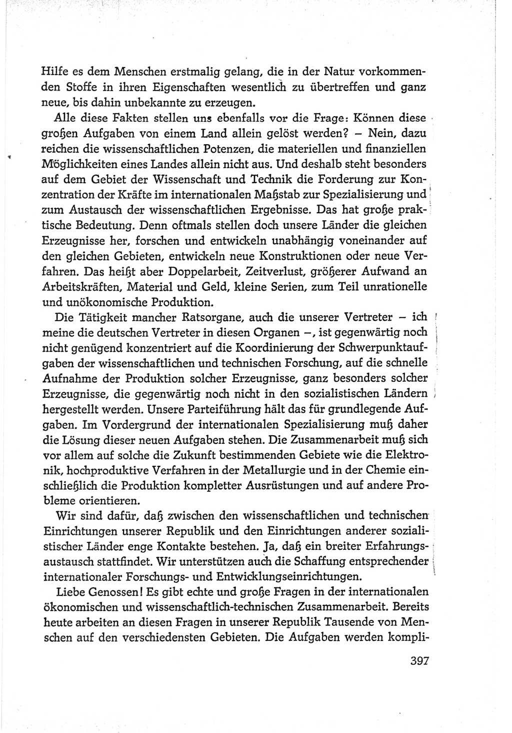 Protokoll der Verhandlungen des Ⅵ. Parteitages der Sozialistischen Einheitspartei Deutschlands (SED) [Deutsche Demokratische Republik (DDR)] 1963, Band Ⅰ, Seite 397 (Prot. Verh. Ⅵ. PT SED DDR 1963, Bd. Ⅰ, S. 397)