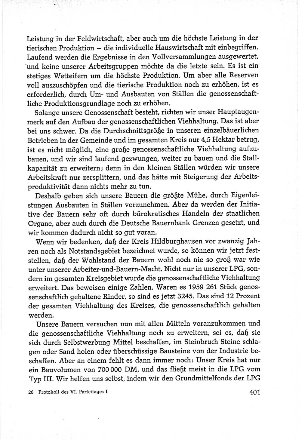 Protokoll der Verhandlungen des Ⅵ. Parteitages der Sozialistischen Einheitspartei Deutschlands (SED) [Deutsche Demokratische Republik (DDR)] 1963, Band Ⅰ, Seite 401 (Prot. Verh. Ⅵ. PT SED DDR 1963, Bd. Ⅰ, S. 401)