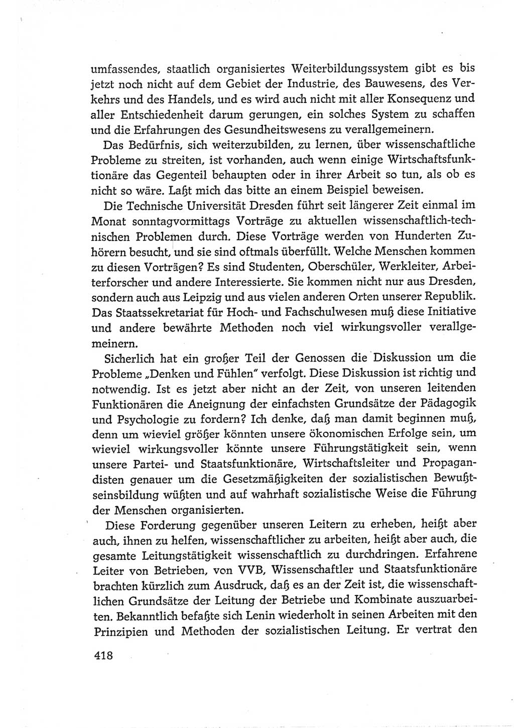 Protokoll der Verhandlungen des Ⅵ. Parteitages der Sozialistischen Einheitspartei Deutschlands (SED) [Deutsche Demokratische Republik (DDR)] 1963, Band Ⅰ, Seite 418 (Prot. Verh. Ⅵ. PT SED DDR 1963, Bd. Ⅰ, S. 418)
