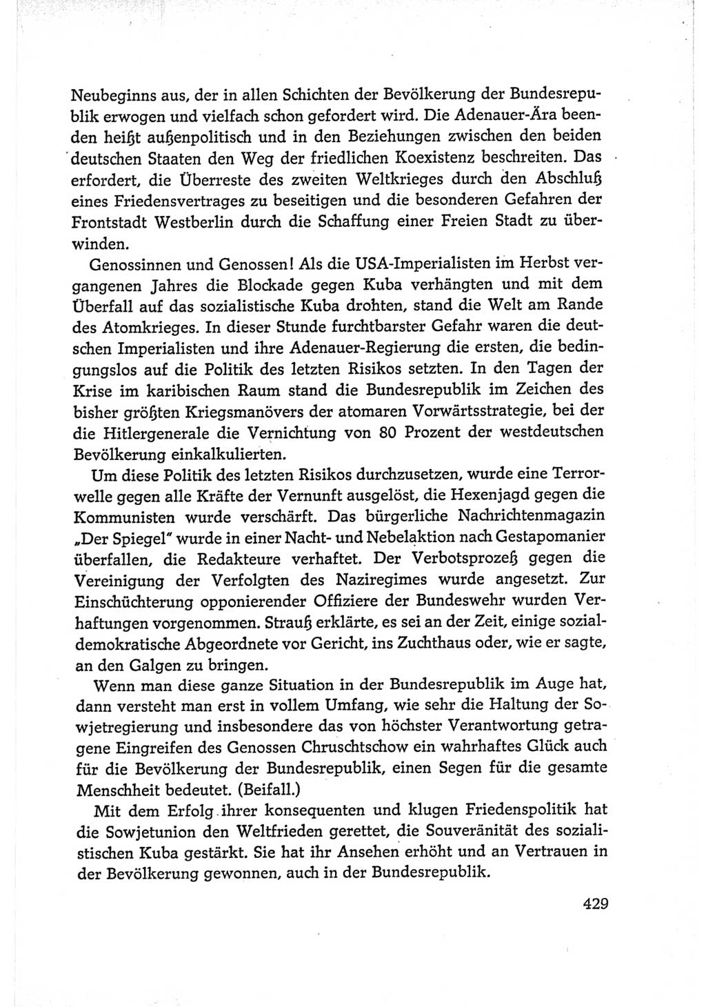 Protokoll der Verhandlungen des Ⅵ. Parteitages der Sozialistischen Einheitspartei Deutschlands (SED) [Deutsche Demokratische Republik (DDR)] 1963, Band Ⅰ, Seite 429 (Prot. Verh. Ⅵ. PT SED DDR 1963, Bd. Ⅰ, S. 429)