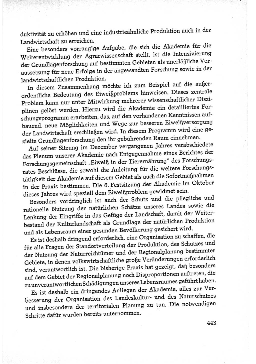 Protokoll der Verhandlungen des Ⅵ. Parteitages der Sozialistischen Einheitspartei Deutschlands (SED) [Deutsche Demokratische Republik (DDR)] 1963, Band Ⅰ, Seite 443 (Prot. Verh. Ⅵ. PT SED DDR 1963, Bd. Ⅰ, S. 443)