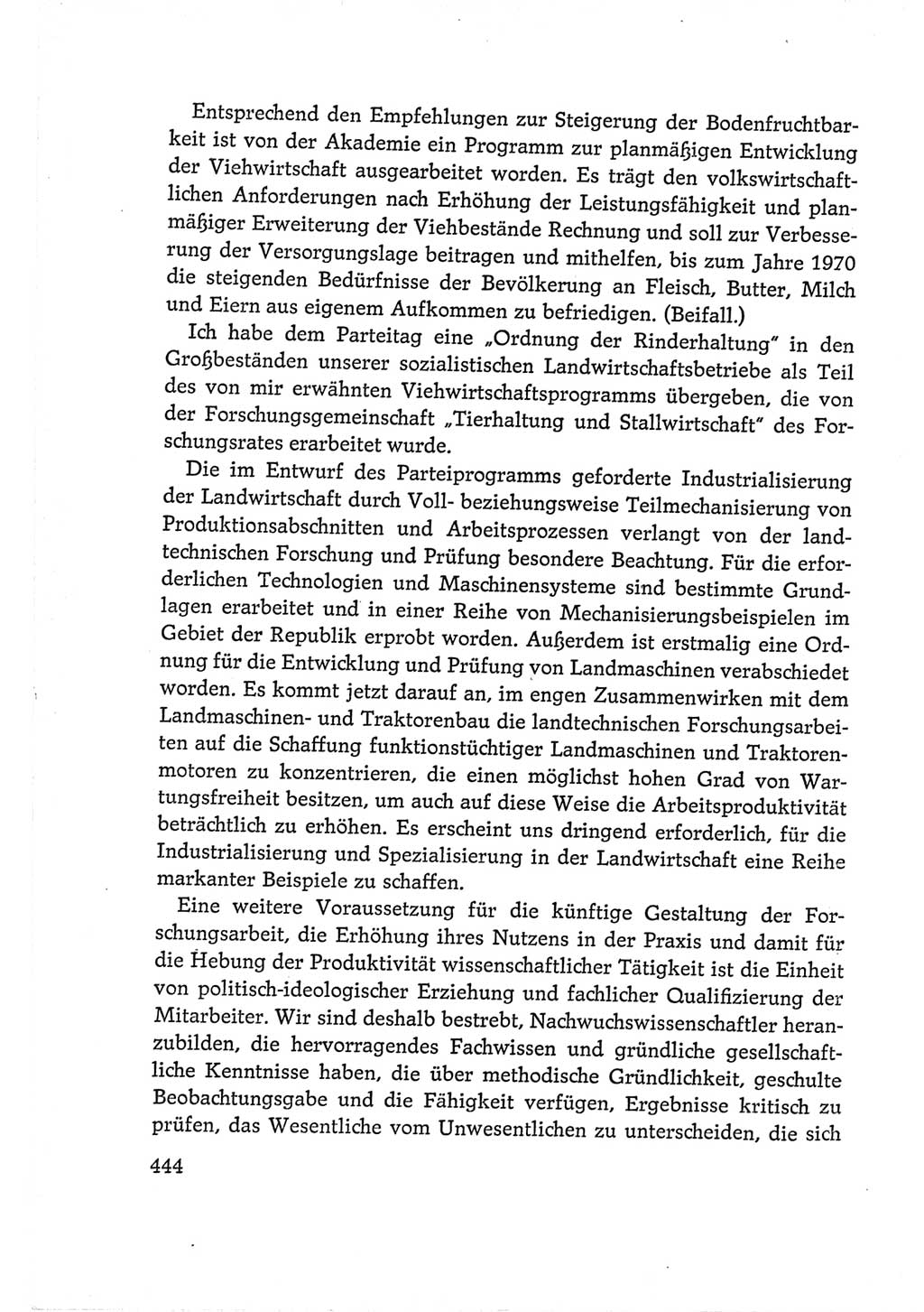 Protokoll der Verhandlungen des Ⅵ. Parteitages der Sozialistischen Einheitspartei Deutschlands (SED) [Deutsche Demokratische Republik (DDR)] 1963, Band Ⅰ, Seite 444 (Prot. Verh. Ⅵ. PT SED DDR 1963, Bd. Ⅰ, S. 444)