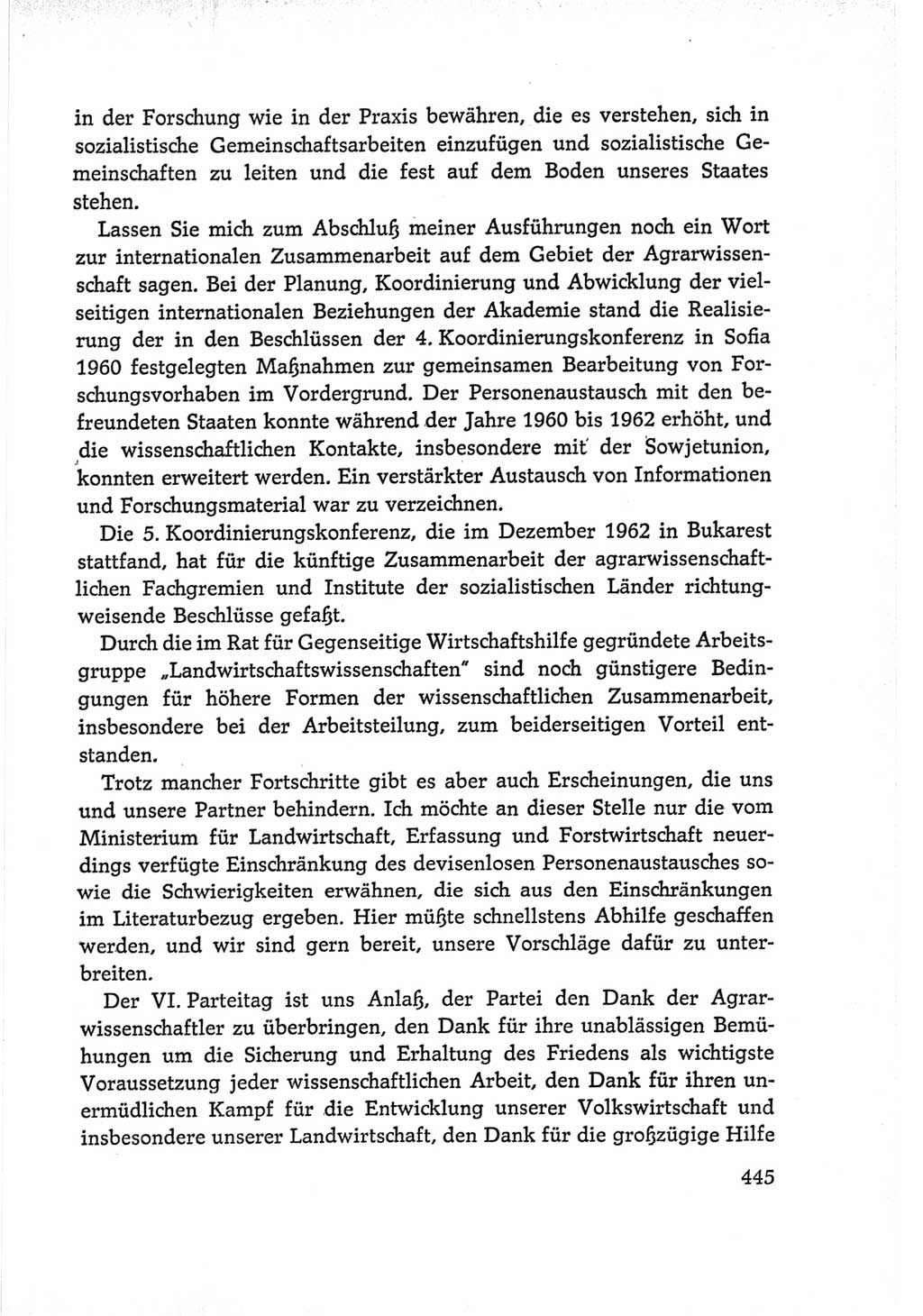 Protokoll der Verhandlungen des Ⅵ. Parteitages der Sozialistischen Einheitspartei Deutschlands (SED) [Deutsche Demokratische Republik (DDR)] 1963, Band Ⅰ, Seite 445 (Prot. Verh. Ⅵ. PT SED DDR 1963, Bd. Ⅰ, S. 445)