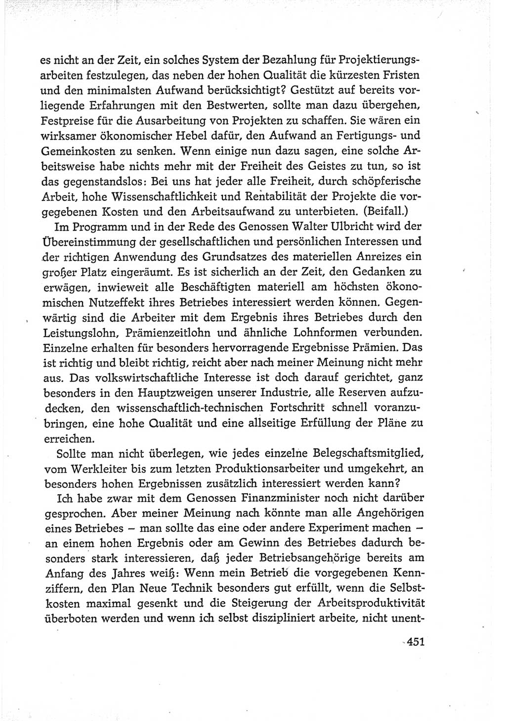 Protokoll der Verhandlungen des Ⅵ. Parteitages der Sozialistischen Einheitspartei Deutschlands (SED) [Deutsche Demokratische Republik (DDR)] 1963, Band Ⅰ, Seite 451 (Prot. Verh. Ⅵ. PT SED DDR 1963, Bd. Ⅰ, S. 451)