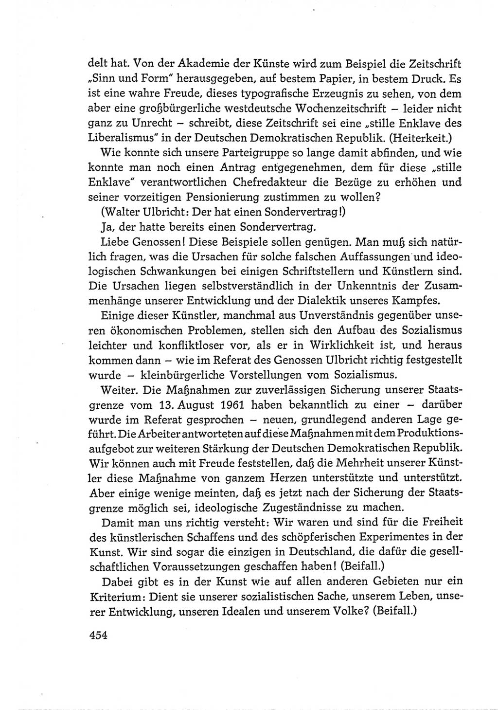 Protokoll der Verhandlungen des Ⅵ. Parteitages der Sozialistischen Einheitspartei Deutschlands (SED) [Deutsche Demokratische Republik (DDR)] 1963, Band Ⅰ, Seite 454 (Prot. Verh. Ⅵ. PT SED DDR 1963, Bd. Ⅰ, S. 454)