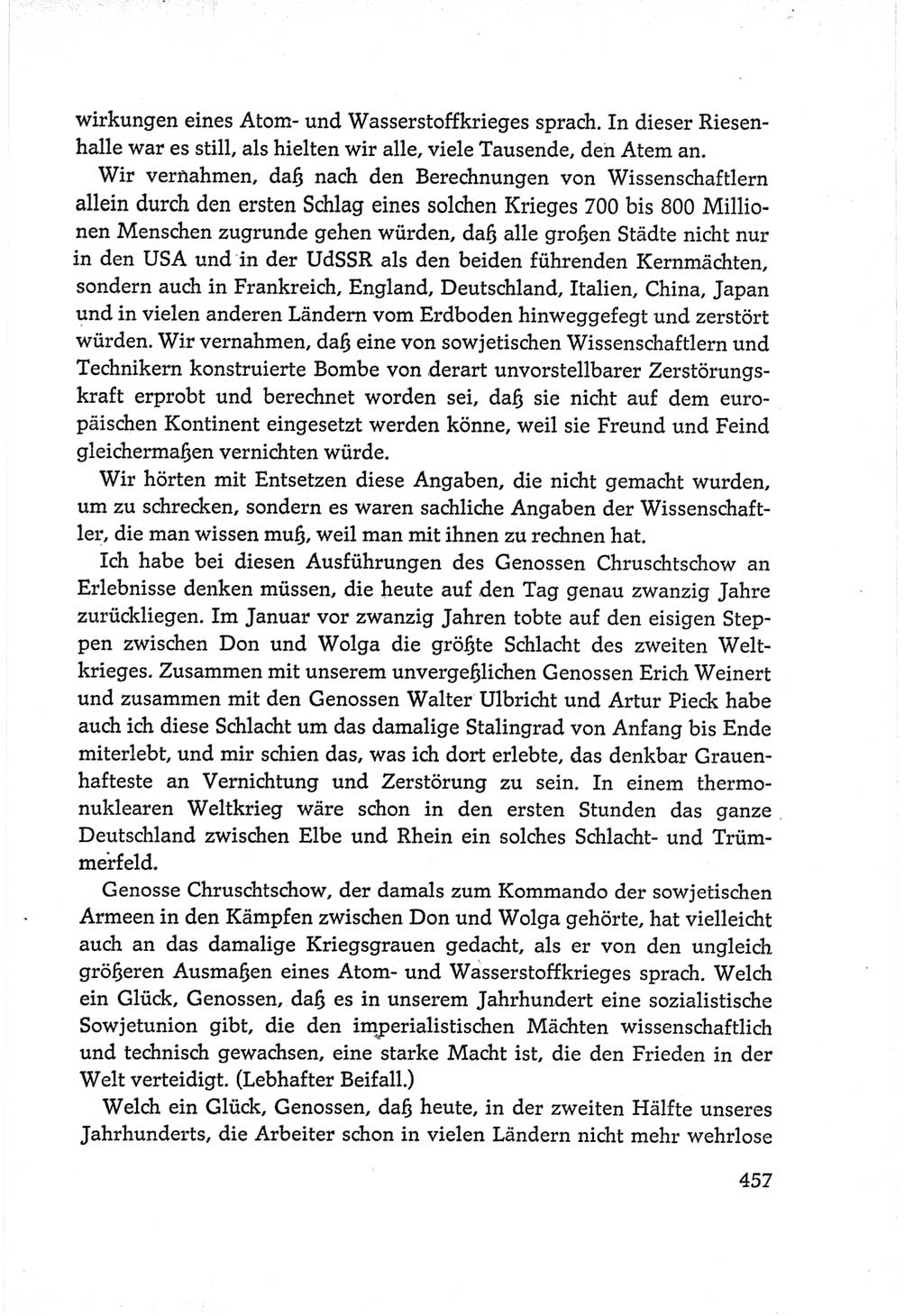 Protokoll der Verhandlungen des Ⅵ. Parteitages der Sozialistischen Einheitspartei Deutschlands (SED) [Deutsche Demokratische Republik (DDR)] 1963, Band Ⅰ, Seite 457 (Prot. Verh. Ⅵ. PT SED DDR 1963, Bd. Ⅰ, S. 457)