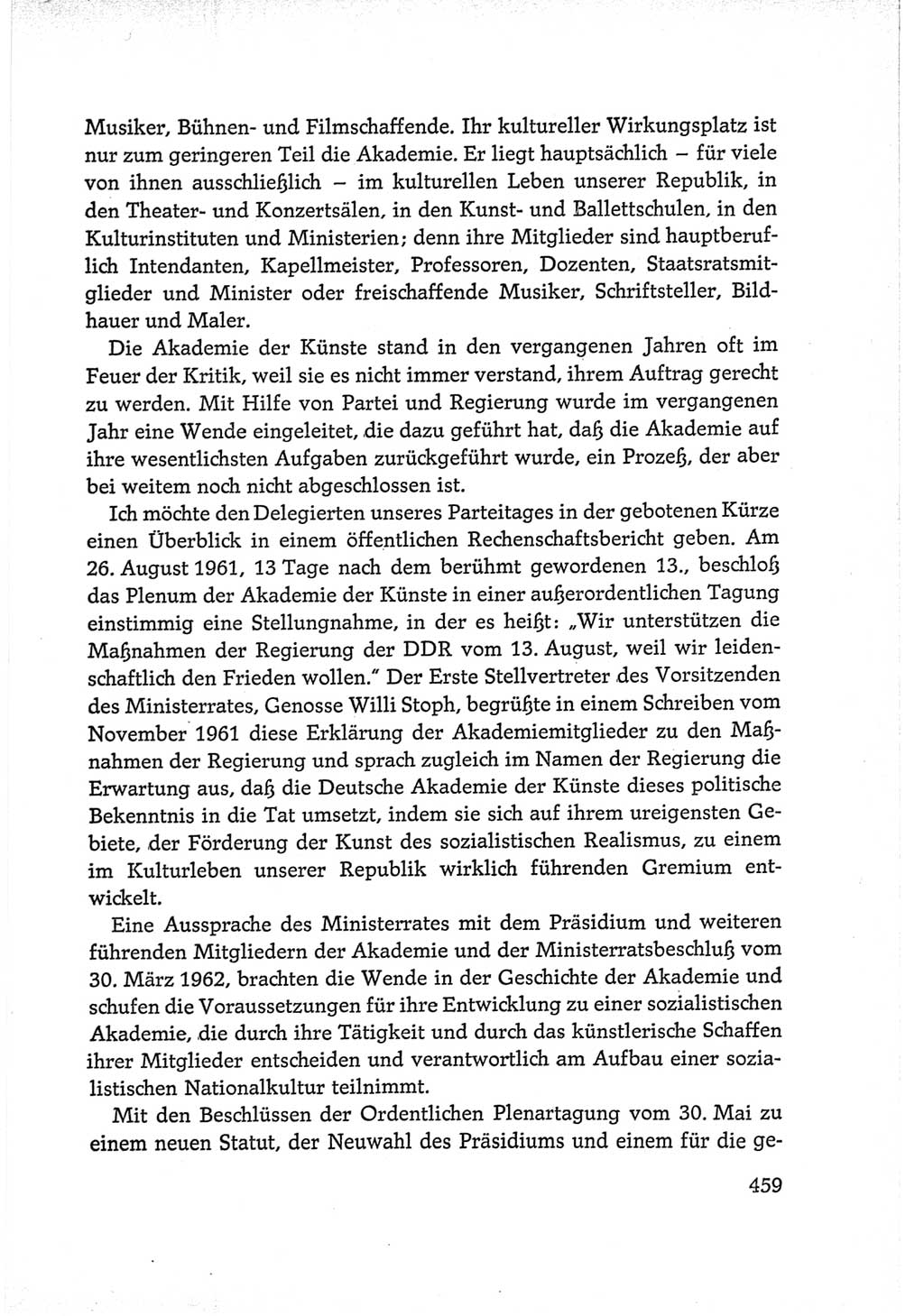 Protokoll der Verhandlungen des Ⅵ. Parteitages der Sozialistischen Einheitspartei Deutschlands (SED) [Deutsche Demokratische Republik (DDR)] 1963, Band Ⅰ, Seite 459 (Prot. Verh. Ⅵ. PT SED DDR 1963, Bd. Ⅰ, S. 459)