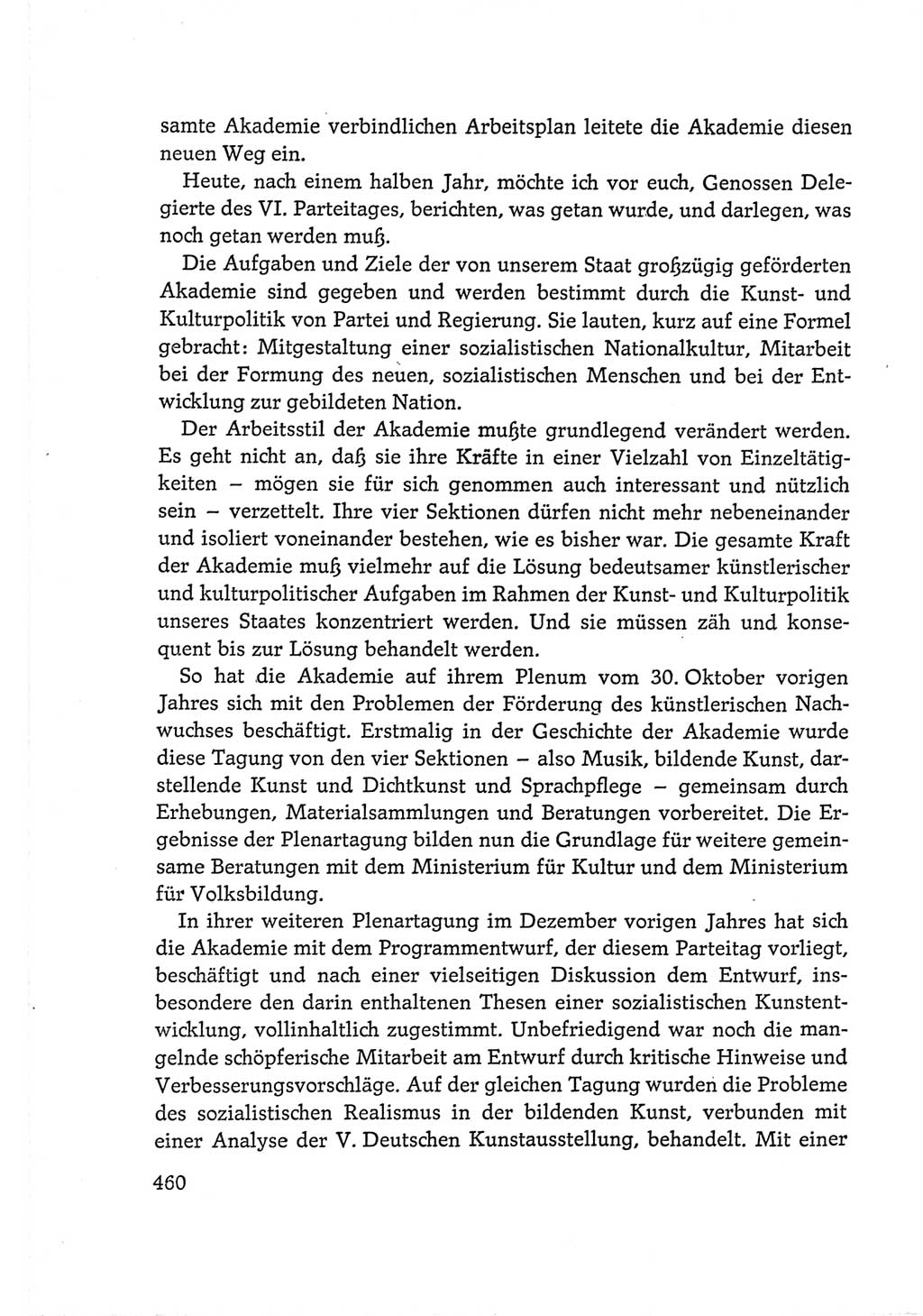 Protokoll der Verhandlungen des Ⅵ. Parteitages der Sozialistischen Einheitspartei Deutschlands (SED) [Deutsche Demokratische Republik (DDR)] 1963, Band Ⅰ, Seite 460 (Prot. Verh. Ⅵ. PT SED DDR 1963, Bd. Ⅰ, S. 460)