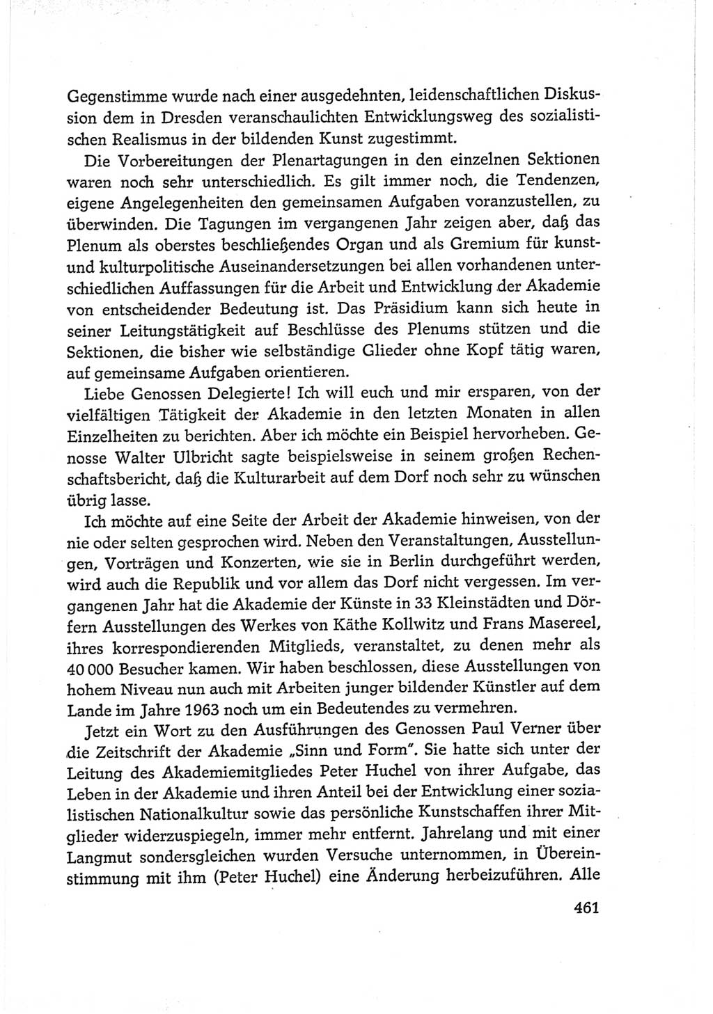 Protokoll der Verhandlungen des Ⅵ. Parteitages der Sozialistischen Einheitspartei Deutschlands (SED) [Deutsche Demokratische Republik (DDR)] 1963, Band Ⅰ, Seite 461 (Prot. Verh. Ⅵ. PT SED DDR 1963, Bd. Ⅰ, S. 461)