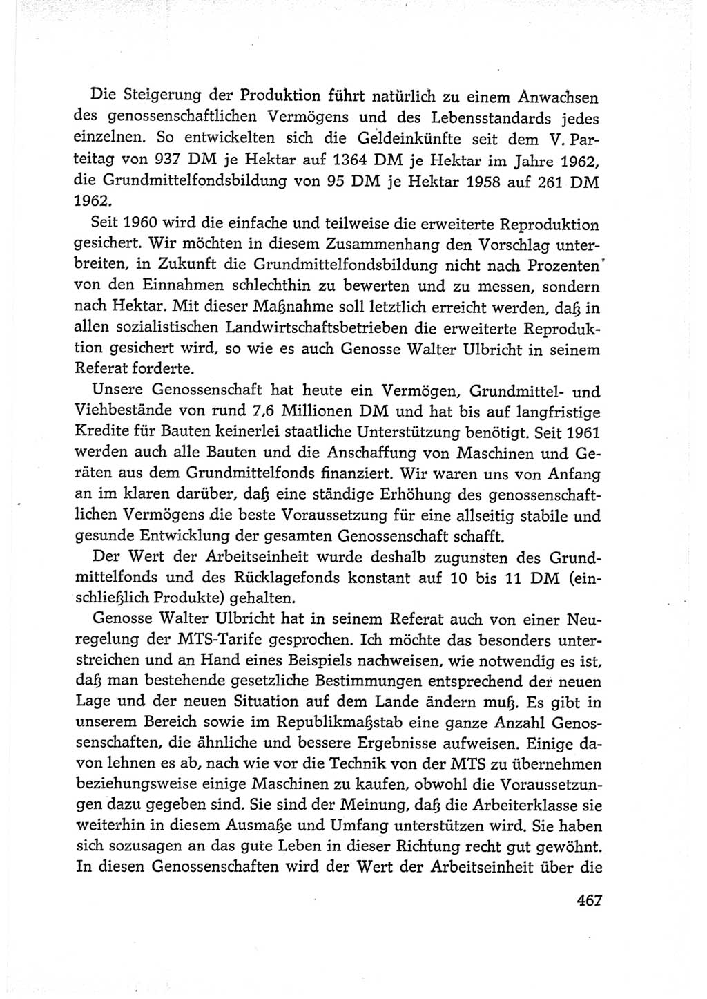 Protokoll der Verhandlungen des Ⅵ. Parteitages der Sozialistischen Einheitspartei Deutschlands (SED) [Deutsche Demokratische Republik (DDR)] 1963, Band Ⅰ, Seite 467 (Prot. Verh. Ⅵ. PT SED DDR 1963, Bd. Ⅰ, S. 467)