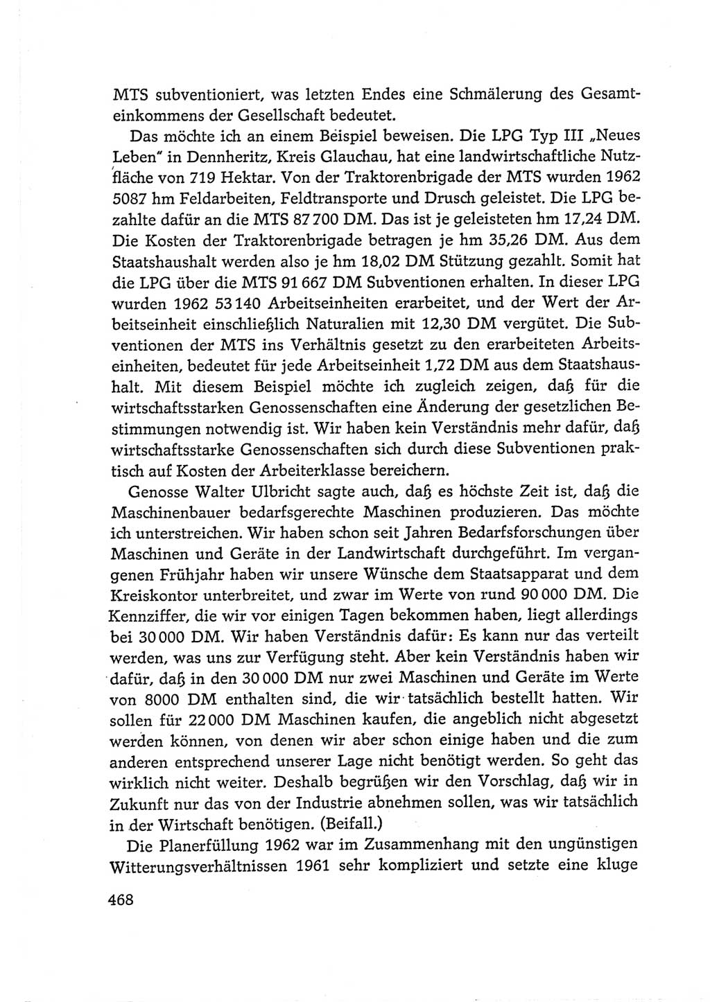Protokoll der Verhandlungen des Ⅵ. Parteitages der Sozialistischen Einheitspartei Deutschlands (SED) [Deutsche Demokratische Republik (DDR)] 1963, Band Ⅰ, Seite 468 (Prot. Verh. Ⅵ. PT SED DDR 1963, Bd. Ⅰ, S. 468)