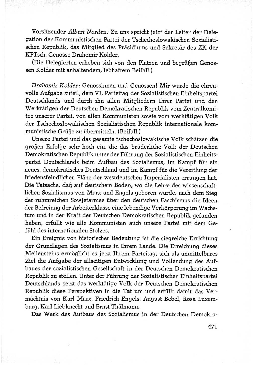 Protokoll der Verhandlungen des Ⅵ. Parteitages der Sozialistischen Einheitspartei Deutschlands (SED) [Deutsche Demokratische Republik (DDR)] 1963, Band Ⅰ, Seite 471 (Prot. Verh. Ⅵ. PT SED DDR 1963, Bd. Ⅰ, S. 471)