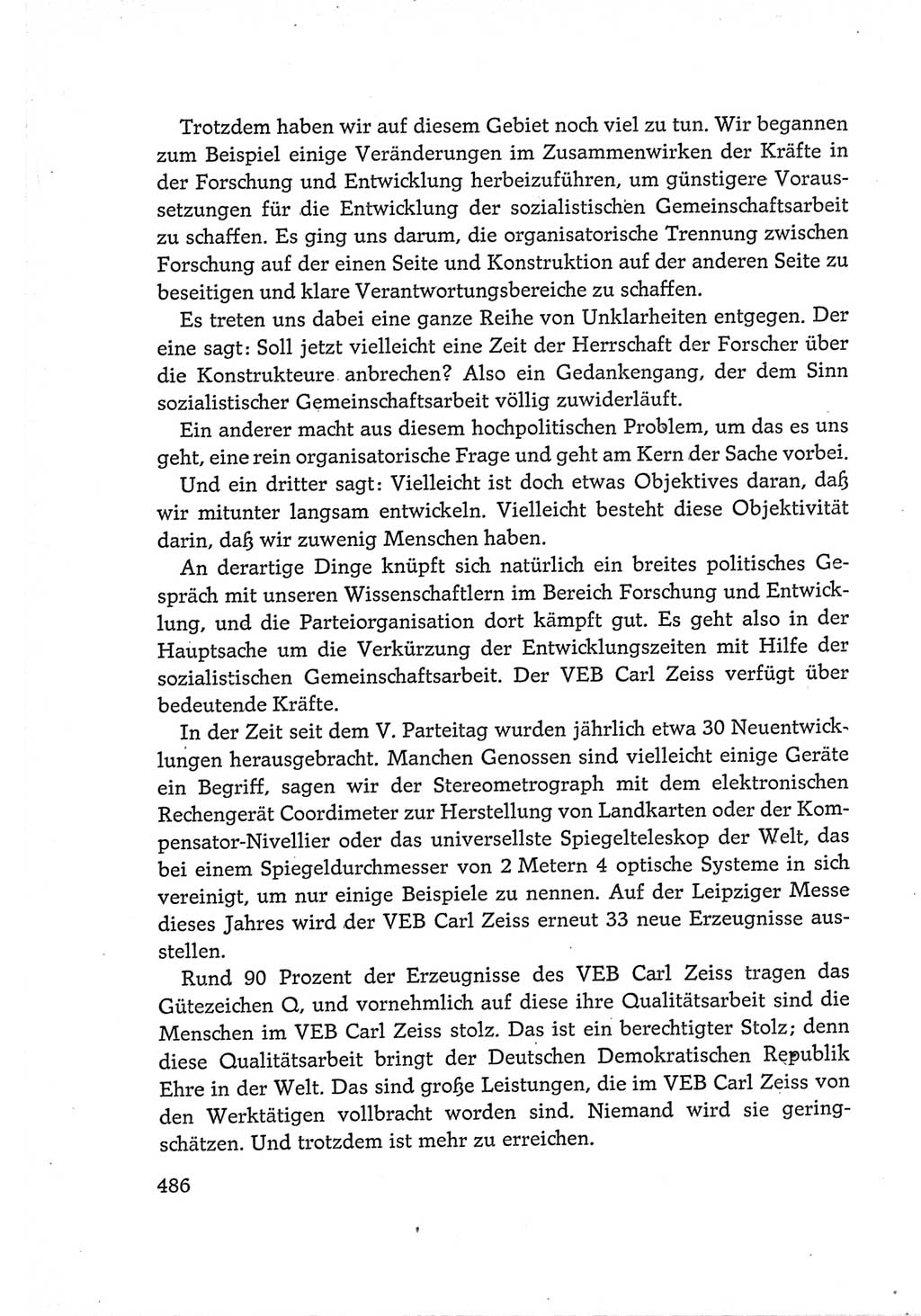 Protokoll der Verhandlungen des Ⅵ. Parteitages der Sozialistischen Einheitspartei Deutschlands (SED) [Deutsche Demokratische Republik (DDR)] 1963, Band Ⅰ, Seite 486 (Prot. Verh. Ⅵ. PT SED DDR 1963, Bd. Ⅰ, S. 486)