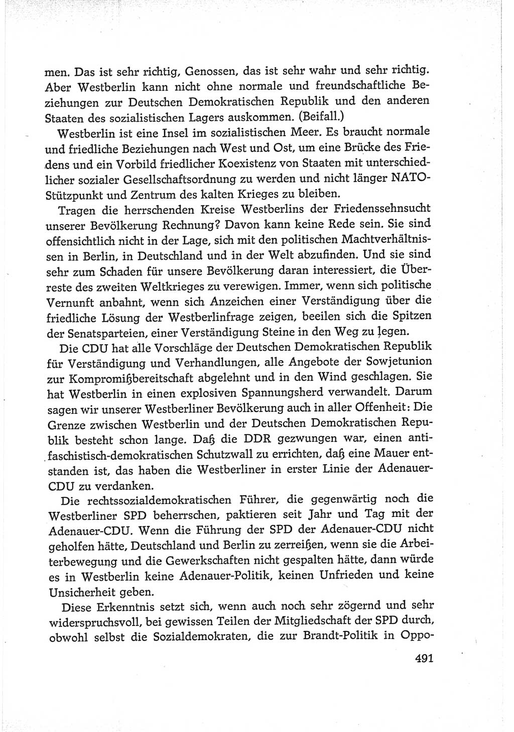 Protokoll der Verhandlungen des Ⅵ. Parteitages der Sozialistischen Einheitspartei Deutschlands (SED) [Deutsche Demokratische Republik (DDR)] 1963, Band Ⅰ, Seite 491 (Prot. Verh. Ⅵ. PT SED DDR 1963, Bd. Ⅰ, S. 491)