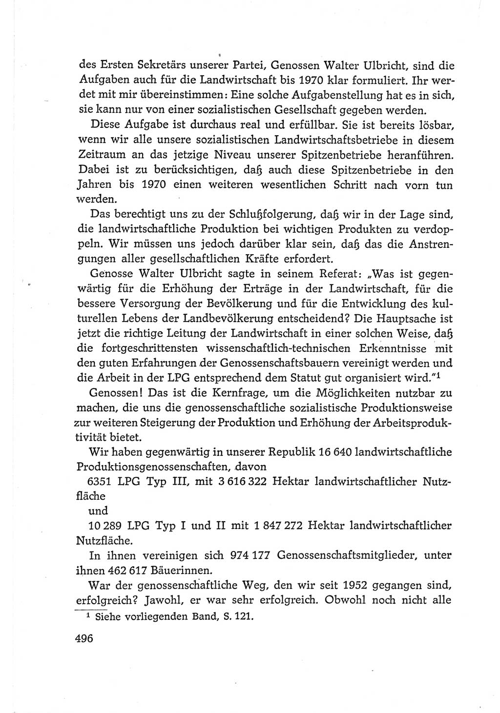 Protokoll der Verhandlungen des Ⅵ. Parteitages der Sozialistischen Einheitspartei Deutschlands (SED) [Deutsche Demokratische Republik (DDR)] 1963, Band Ⅰ, Seite 496 (Prot. Verh. Ⅵ. PT SED DDR 1963, Bd. Ⅰ, S. 496)