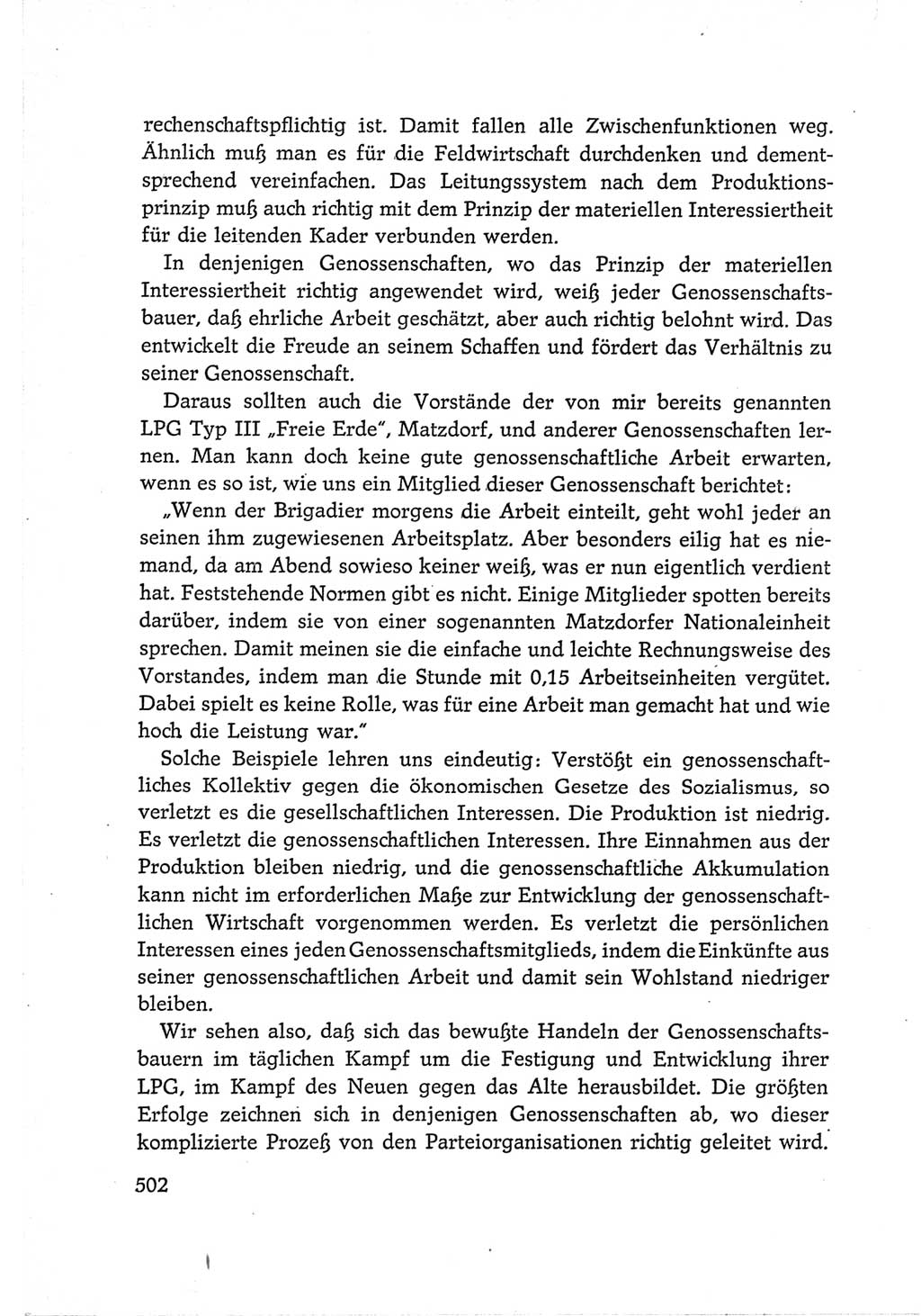 Protokoll der Verhandlungen des Ⅵ. Parteitages der Sozialistischen Einheitspartei Deutschlands (SED) [Deutsche Demokratische Republik (DDR)] 1963, Band Ⅰ, Seite 502 (Prot. Verh. Ⅵ. PT SED DDR 1963, Bd. Ⅰ, S. 502)