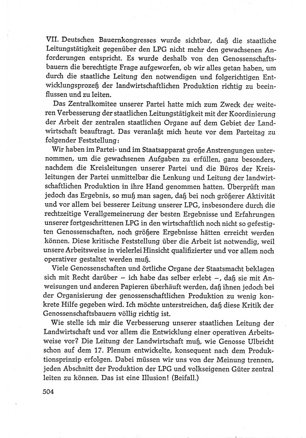 Protokoll der Verhandlungen des Ⅵ. Parteitages der Sozialistischen Einheitspartei Deutschlands (SED) [Deutsche Demokratische Republik (DDR)] 1963, Band Ⅰ, Seite 504 (Prot. Verh. Ⅵ. PT SED DDR 1963, Bd. Ⅰ, S. 504)
