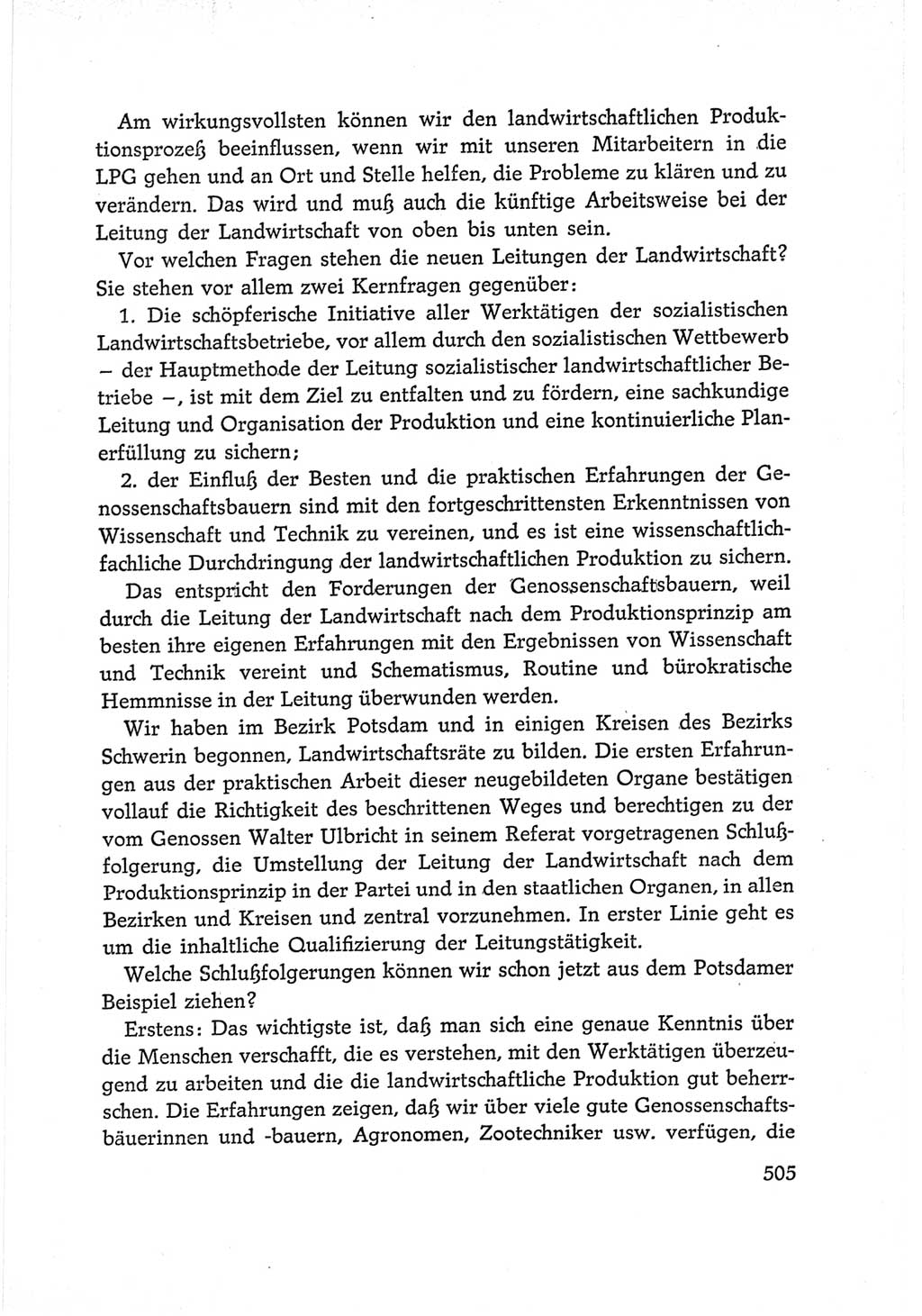 Protokoll der Verhandlungen des Ⅵ. Parteitages der Sozialistischen Einheitspartei Deutschlands (SED) [Deutsche Demokratische Republik (DDR)] 1963, Band Ⅰ, Seite 505 (Prot. Verh. Ⅵ. PT SED DDR 1963, Bd. Ⅰ, S. 505)