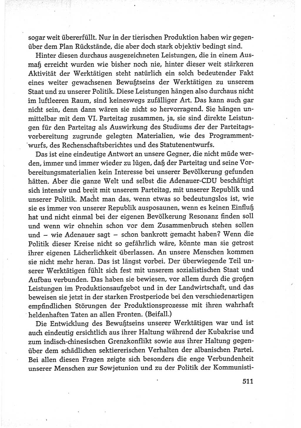 Protokoll der Verhandlungen des Ⅵ. Parteitages der Sozialistischen Einheitspartei Deutschlands (SED) [Deutsche Demokratische Republik (DDR)] 1963, Band Ⅰ, Seite 511 (Prot. Verh. Ⅵ. PT SED DDR 1963, Bd. Ⅰ, S. 511)