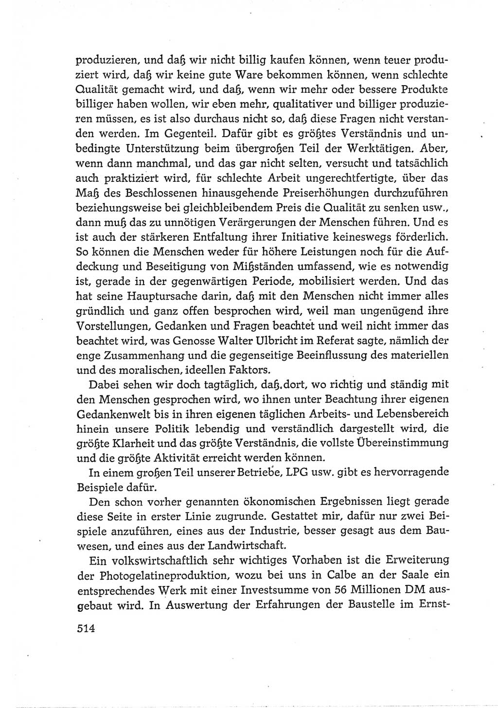 Protokoll der Verhandlungen des Ⅵ. Parteitages der Sozialistischen Einheitspartei Deutschlands (SED) [Deutsche Demokratische Republik (DDR)] 1963, Band Ⅰ, Seite 514 (Prot. Verh. Ⅵ. PT SED DDR 1963, Bd. Ⅰ, S. 514)