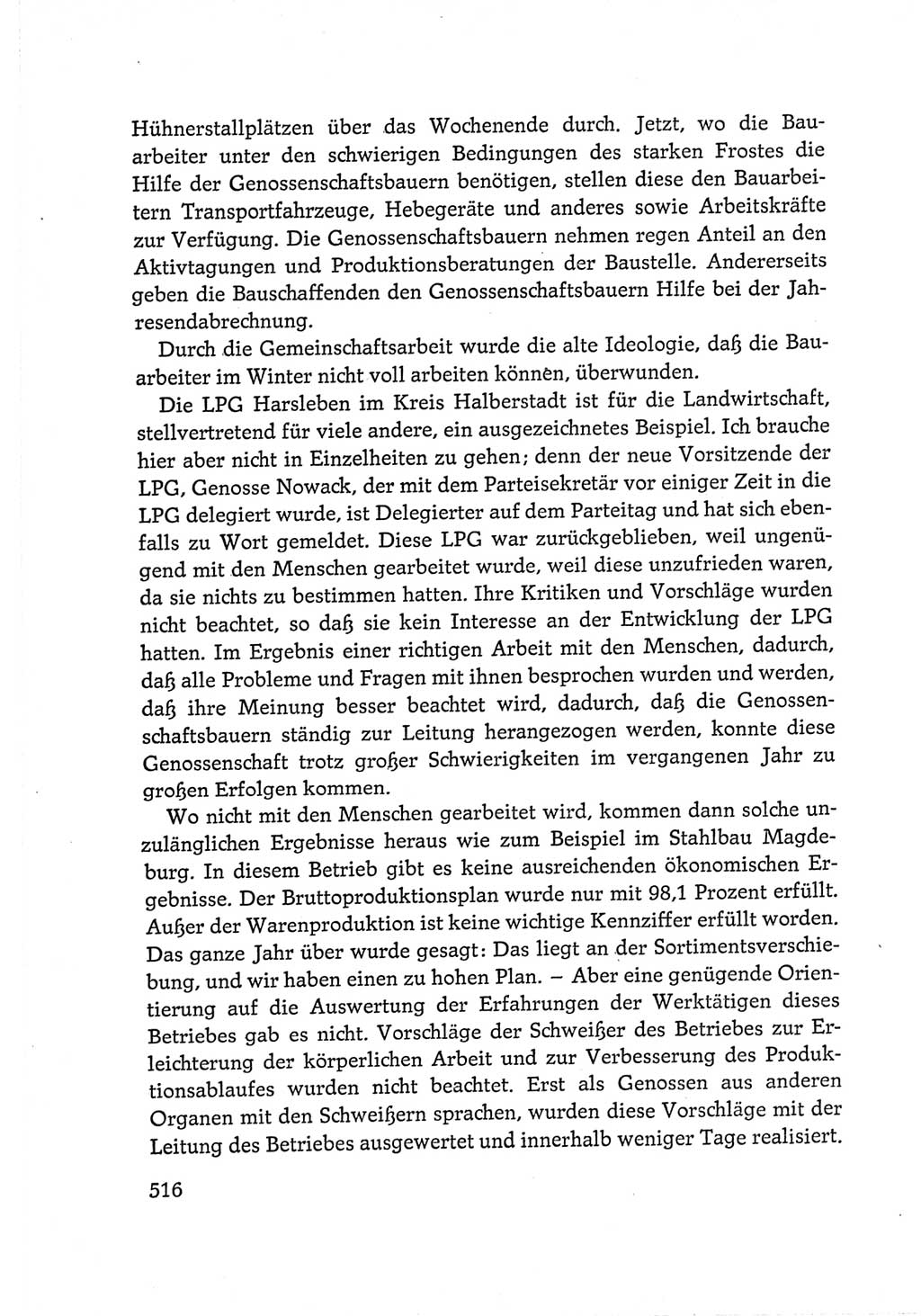 Protokoll der Verhandlungen des Ⅵ. Parteitages der Sozialistischen Einheitspartei Deutschlands (SED) [Deutsche Demokratische Republik (DDR)] 1963, Band Ⅰ, Seite 516 (Prot. Verh. Ⅵ. PT SED DDR 1963, Bd. Ⅰ, S. 516)