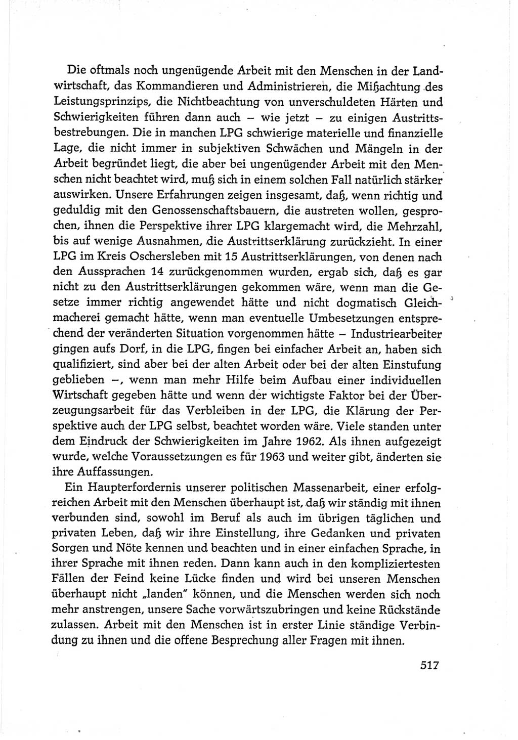 Protokoll der Verhandlungen des Ⅵ. Parteitages der Sozialistischen Einheitspartei Deutschlands (SED) [Deutsche Demokratische Republik (DDR)] 1963, Band Ⅰ, Seite 517 (Prot. Verh. Ⅵ. PT SED DDR 1963, Bd. Ⅰ, S. 517)