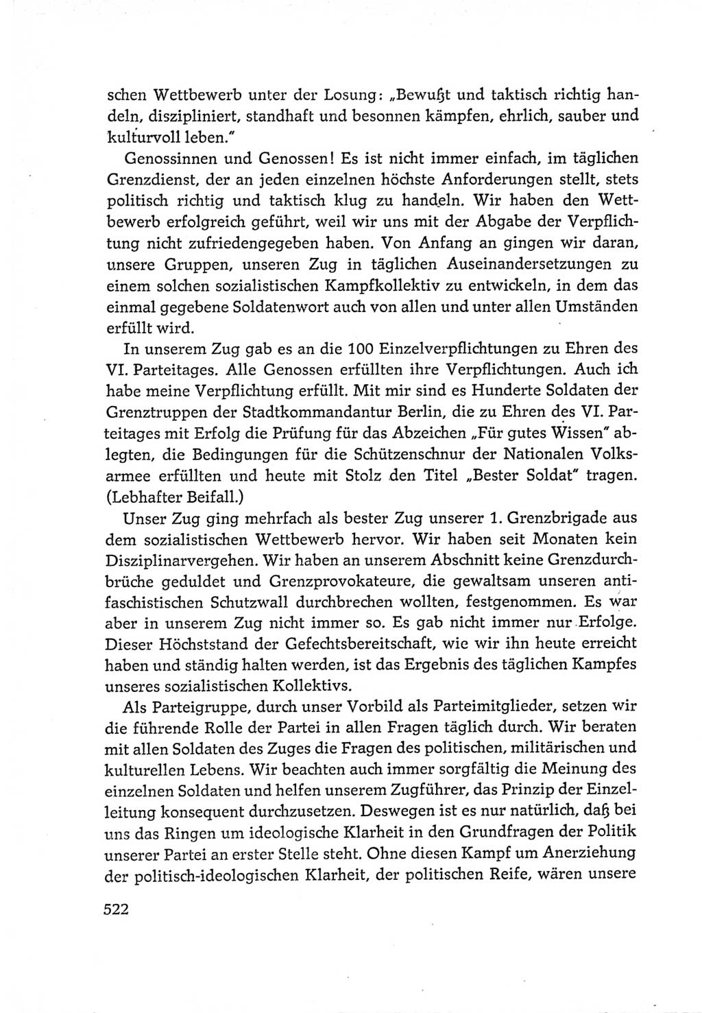 Protokoll der Verhandlungen des Ⅵ. Parteitages der Sozialistischen Einheitspartei Deutschlands (SED) [Deutsche Demokratische Republik (DDR)] 1963, Band Ⅰ, Seite 522 (Prot. Verh. Ⅵ. PT SED DDR 1963, Bd. Ⅰ, S. 522)