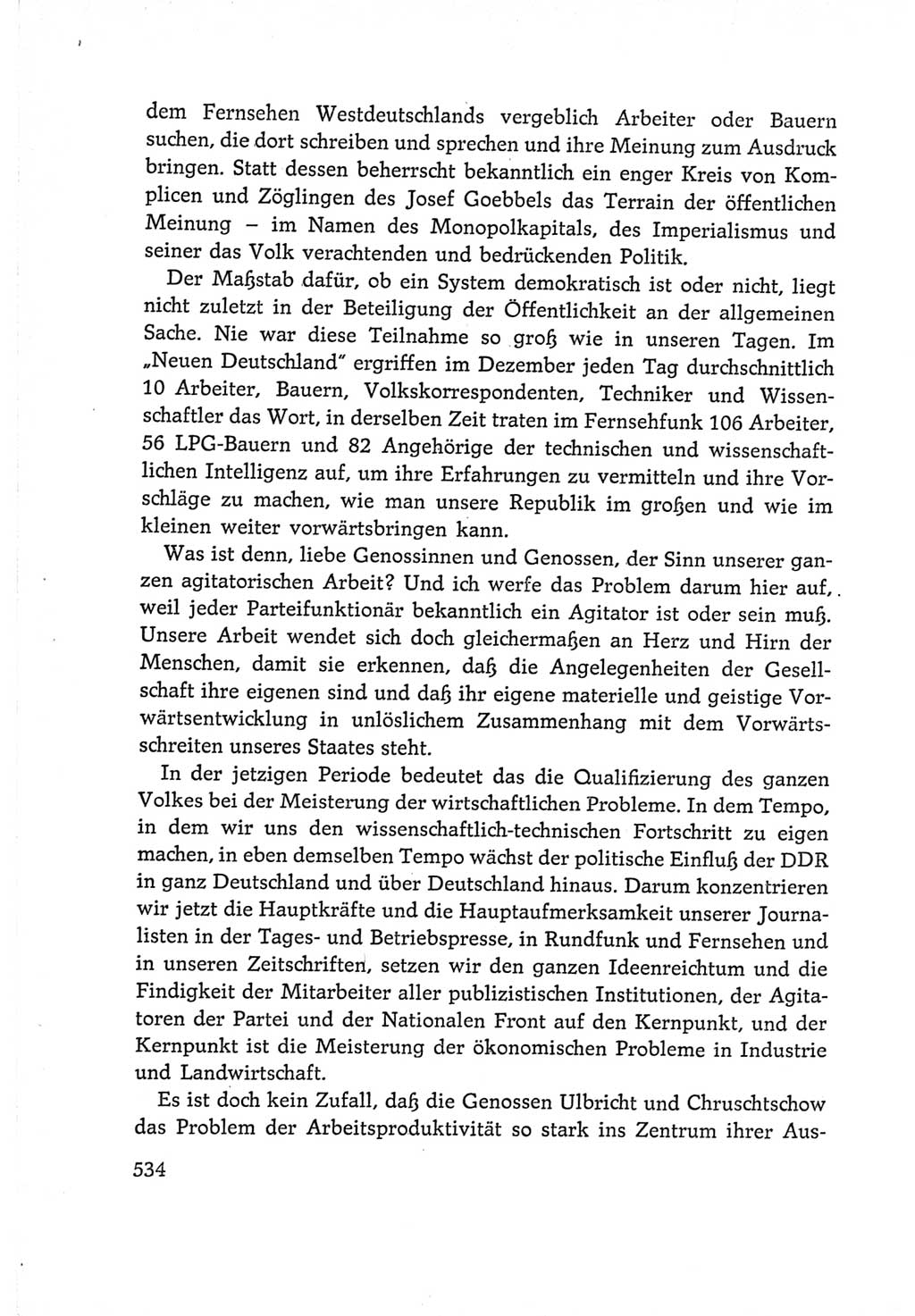 Protokoll der Verhandlungen des Ⅵ. Parteitages der Sozialistischen Einheitspartei Deutschlands (SED) [Deutsche Demokratische Republik (DDR)] 1963, Band Ⅰ, Seite 534 (Prot. Verh. Ⅵ. PT SED DDR 1963, Bd. Ⅰ, S. 534)
