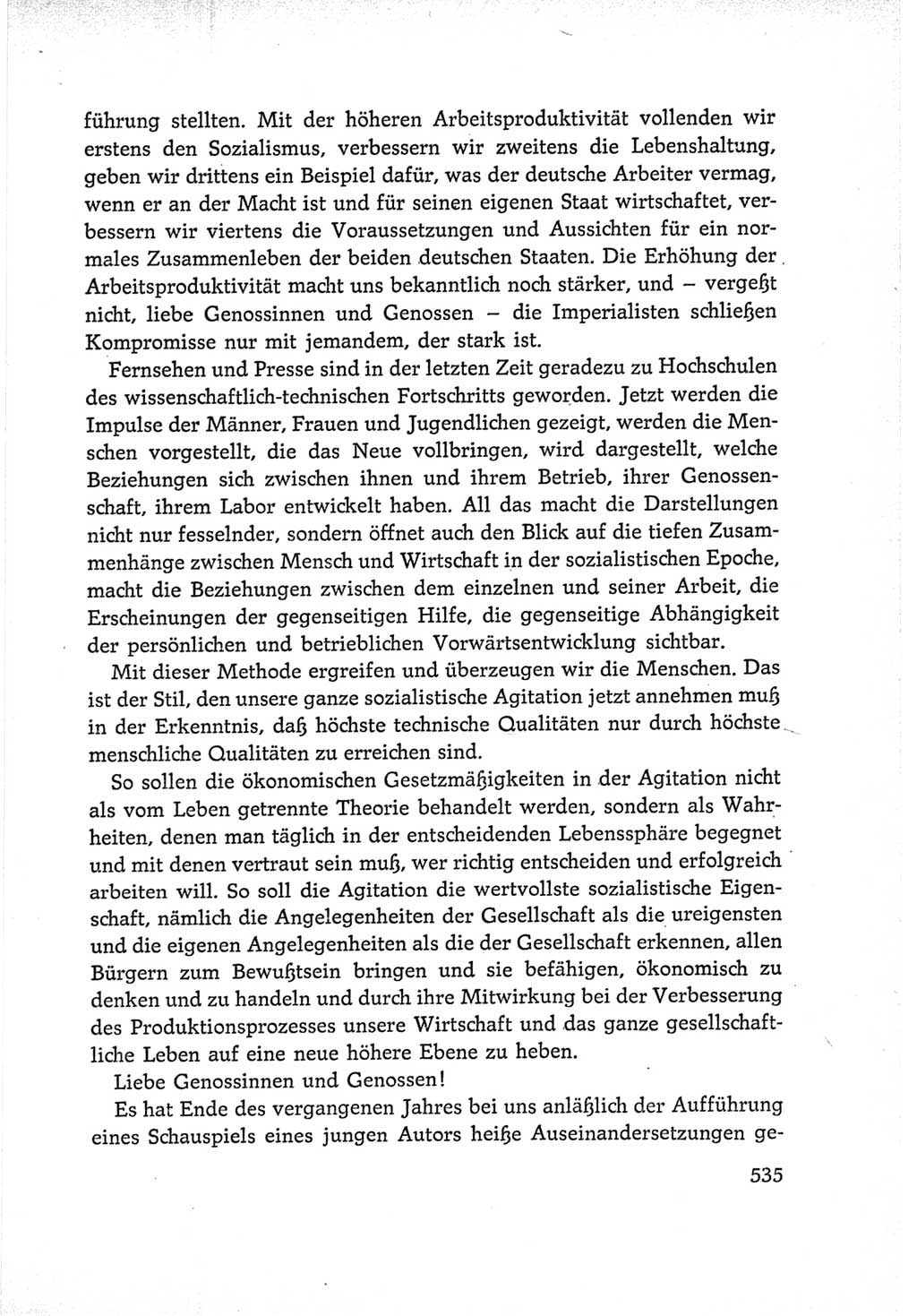 Protokoll der Verhandlungen des Ⅵ. Parteitages der Sozialistischen Einheitspartei Deutschlands (SED) [Deutsche Demokratische Republik (DDR)] 1963, Band Ⅰ, Seite 535 (Prot. Verh. Ⅵ. PT SED DDR 1963, Bd. Ⅰ, S. 535)