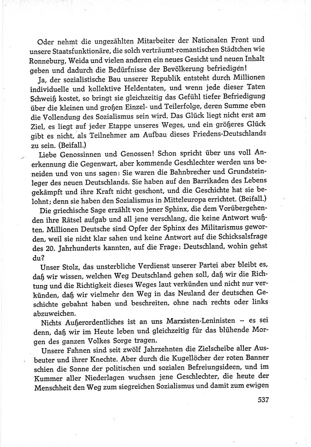 Protokoll der Verhandlungen des Ⅵ. Parteitages der Sozialistischen Einheitspartei Deutschlands (SED) [Deutsche Demokratische Republik (DDR)] 1963, Band Ⅰ, Seite 537 (Prot. Verh. Ⅵ. PT SED DDR 1963, Bd. Ⅰ, S. 537)