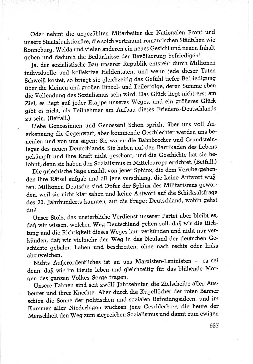 Protokoll der Verhandlungen des Ⅵ. Parteitages der Sozialistischen Einheitspartei Deutschlands (SED) [Deutsche Demokratische Republik (DDR)] 1963, Band Ⅰ, Seite 537 (Prot. Verh. Ⅵ. PT SED DDR 1963, Bd. Ⅰ, S. 537)