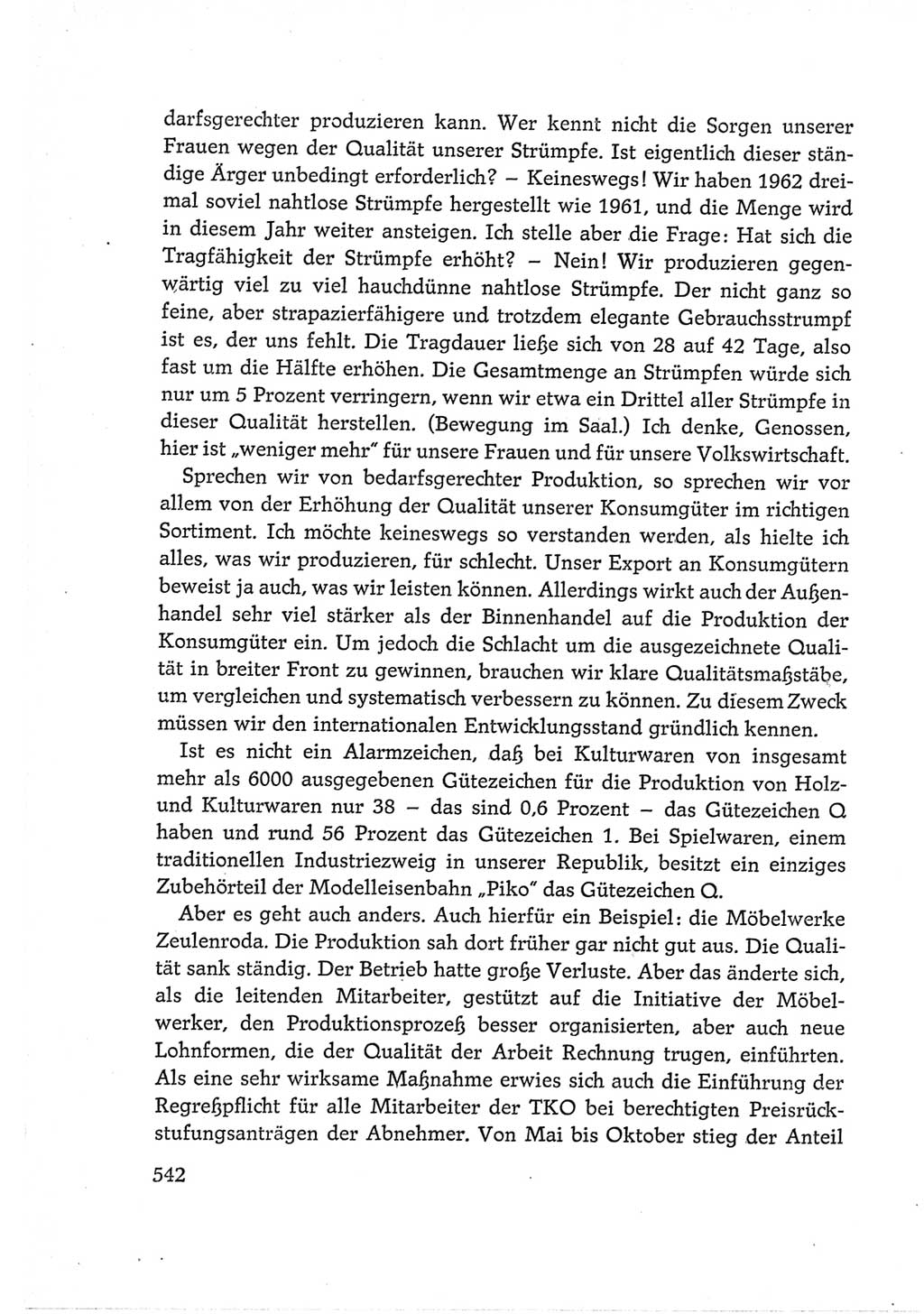 Protokoll der Verhandlungen des Ⅵ. Parteitages der Sozialistischen Einheitspartei Deutschlands (SED) [Deutsche Demokratische Republik (DDR)] 1963, Band Ⅰ, Seite 542 (Prot. Verh. Ⅵ. PT SED DDR 1963, Bd. Ⅰ, S. 542)