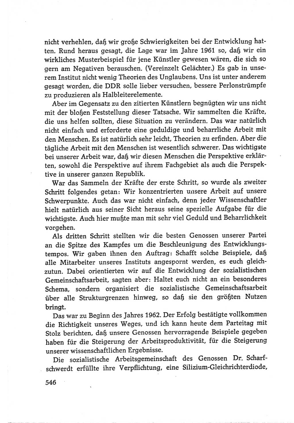 Protokoll der Verhandlungen des Ⅵ. Parteitages der Sozialistischen Einheitspartei Deutschlands (SED) [Deutsche Demokratische Republik (DDR)] 1963, Band Ⅰ, Seite 546 (Prot. Verh. Ⅵ. PT SED DDR 1963, Bd. Ⅰ, S. 546)