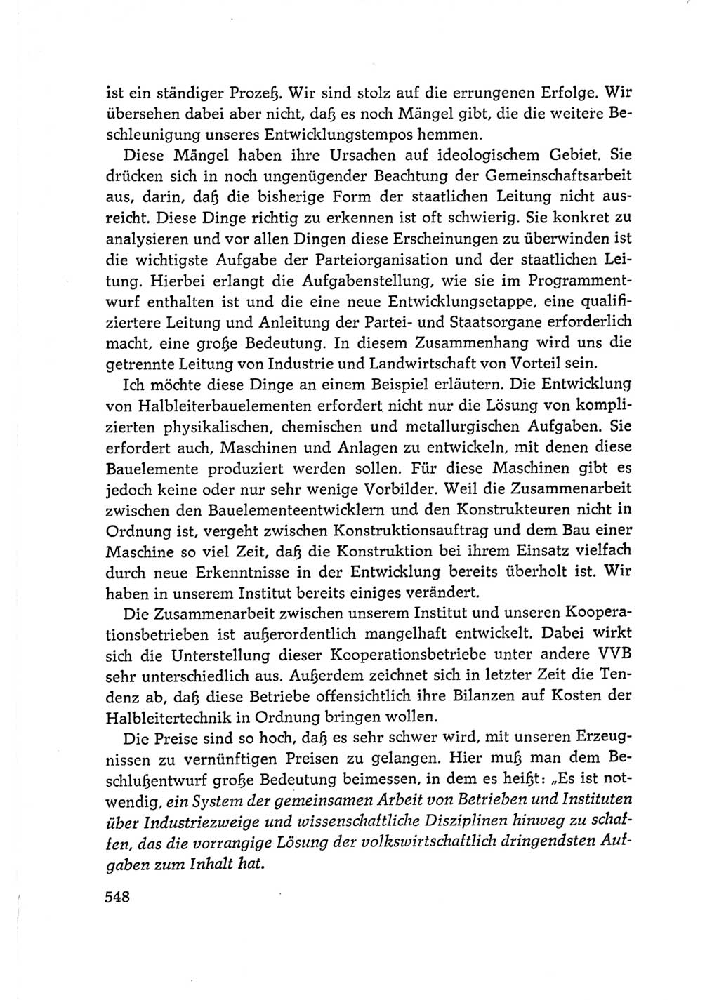 Protokoll der Verhandlungen des Ⅵ. Parteitages der Sozialistischen Einheitspartei Deutschlands (SED) [Deutsche Demokratische Republik (DDR)] 1963, Band Ⅰ, Seite 548 (Prot. Verh. Ⅵ. PT SED DDR 1963, Bd. Ⅰ, S. 548)