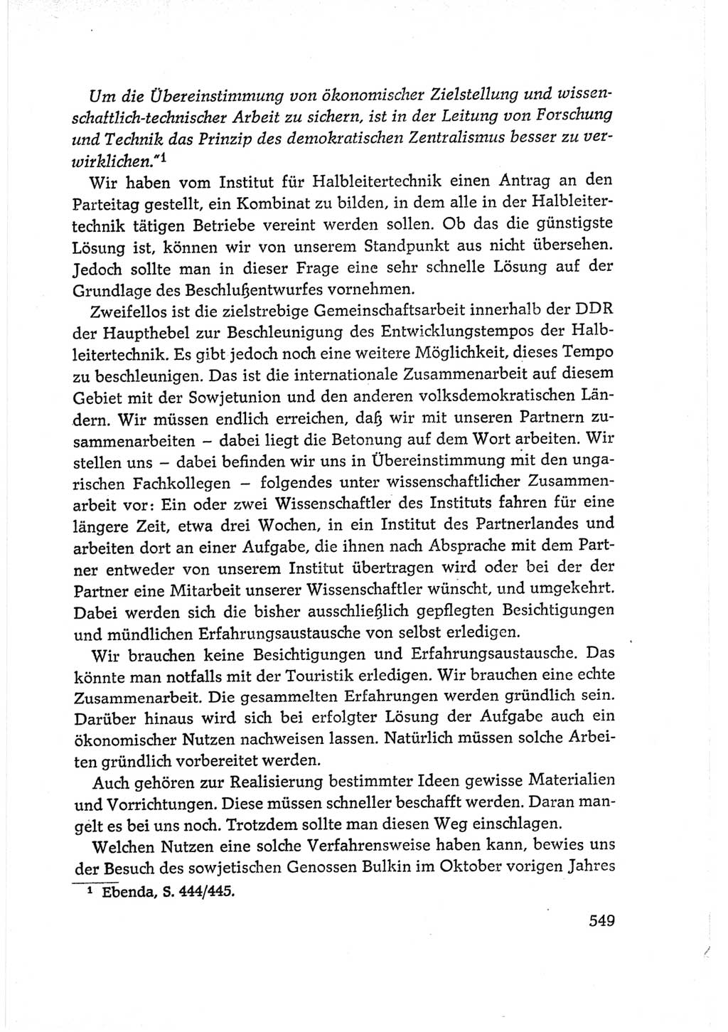 Protokoll der Verhandlungen des Ⅵ. Parteitages der Sozialistischen Einheitspartei Deutschlands (SED) [Deutsche Demokratische Republik (DDR)] 1963, Band Ⅰ, Seite 549 (Prot. Verh. Ⅵ. PT SED DDR 1963, Bd. Ⅰ, S. 549)