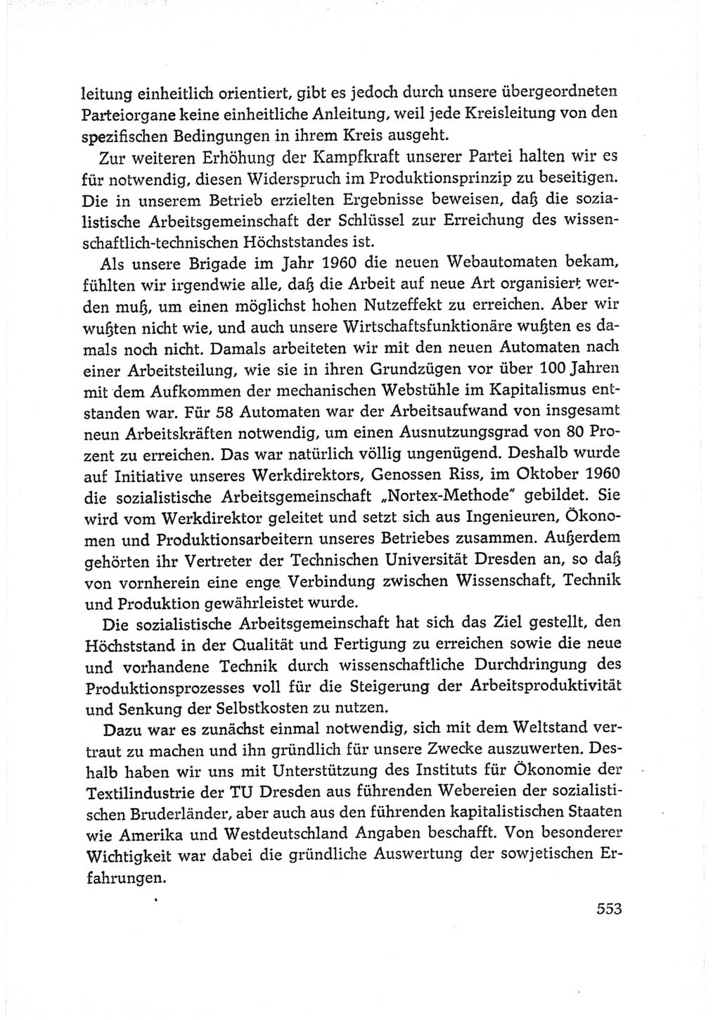 Protokoll der Verhandlungen des Ⅵ. Parteitages der Sozialistischen Einheitspartei Deutschlands (SED) [Deutsche Demokratische Republik (DDR)] 1963, Band Ⅰ, Seite 553 (Prot. Verh. Ⅵ. PT SED DDR 1963, Bd. Ⅰ, S. 553)