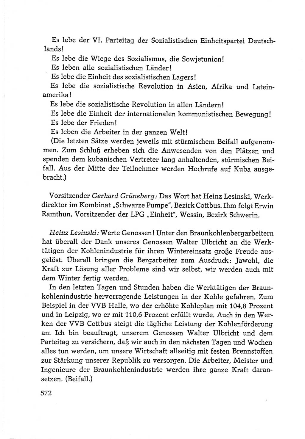 Protokoll der Verhandlungen des Ⅵ. Parteitages der Sozialistischen Einheitspartei Deutschlands (SED) [Deutsche Demokratische Republik (DDR)] 1963, Band Ⅰ, Seite 572 (Prot. Verh. Ⅵ. PT SED DDR 1963, Bd. Ⅰ, S. 572)