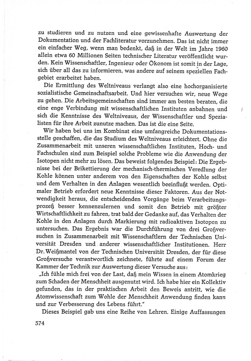 Protokoll der Verhandlungen des Ⅵ. Parteitages der Sozialistischen Einheitspartei Deutschlands (SED) [Deutsche Demokratische Republik (DDR)] 1963, Band Ⅰ, Seite 574 (Prot. Verh. Ⅵ. PT SED DDR 1963, Bd. Ⅰ, S. 574)