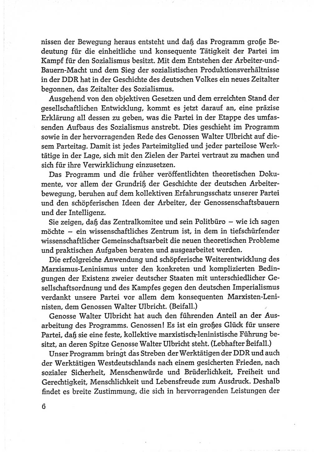 Protokoll der Verhandlungen des Ⅵ. Parteitages der Sozialistischen Einheitspartei Deutschlands (SED) [Deutsche Demokratische Republik (DDR)] 1963, Band Ⅱ, Seite 6 (Prot. Verh. Ⅵ. PT SED DDR 1963, Bd. Ⅱ, S. 6)