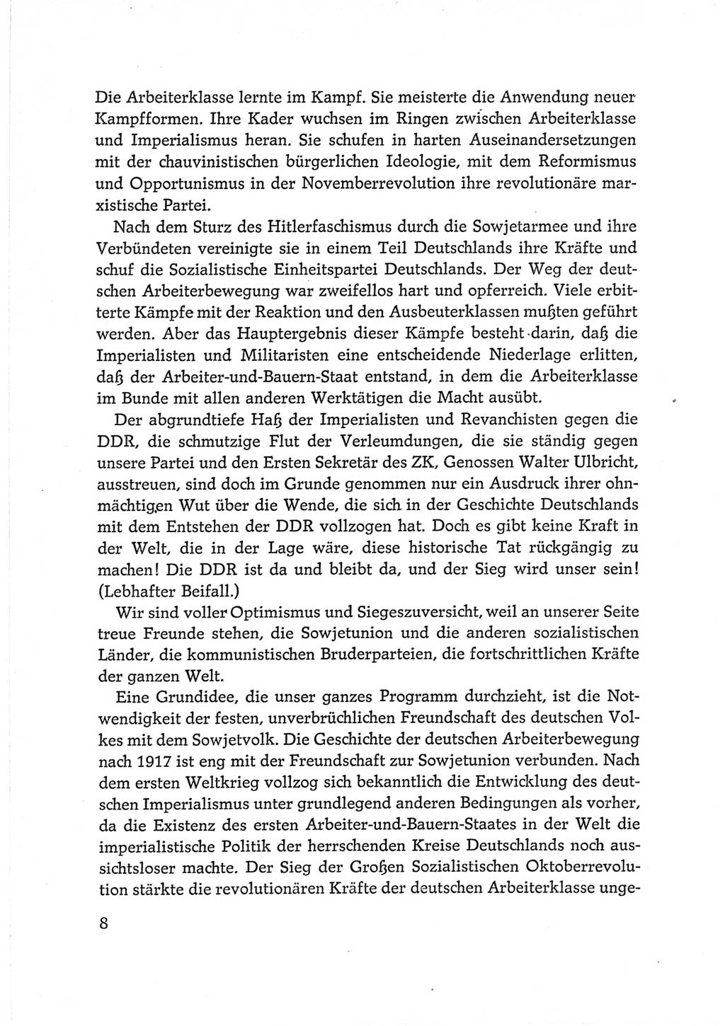 Protokoll der Verhandlungen des Ⅵ. Parteitages der Sozialistischen Einheitspartei Deutschlands (SED) [Deutsche Demokratische Republik (DDR)] 1963, Band Ⅱ, Seite 8 (Prot. Verh. Ⅵ. PT SED DDR 1963, Bd. Ⅱ, S. 8)