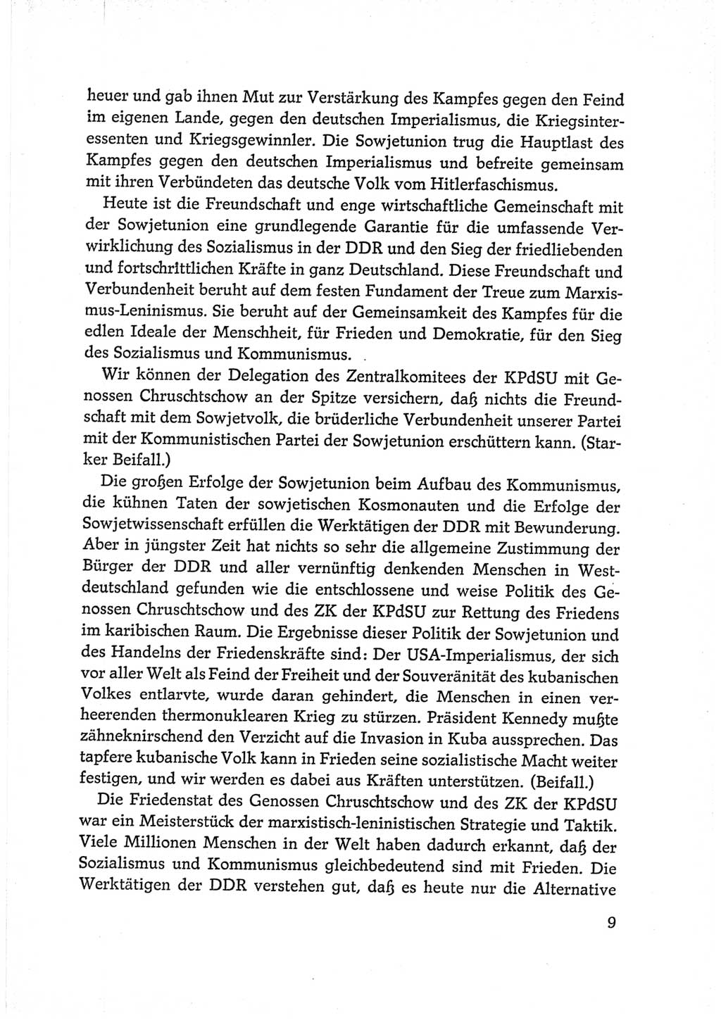 Protokoll der Verhandlungen des Ⅵ. Parteitages der Sozialistischen Einheitspartei Deutschlands (SED) [Deutsche Demokratische Republik (DDR)] 1963, Band Ⅱ, Seite 9 (Prot. Verh. Ⅵ. PT SED DDR 1963, Bd. Ⅱ, S. 9)
