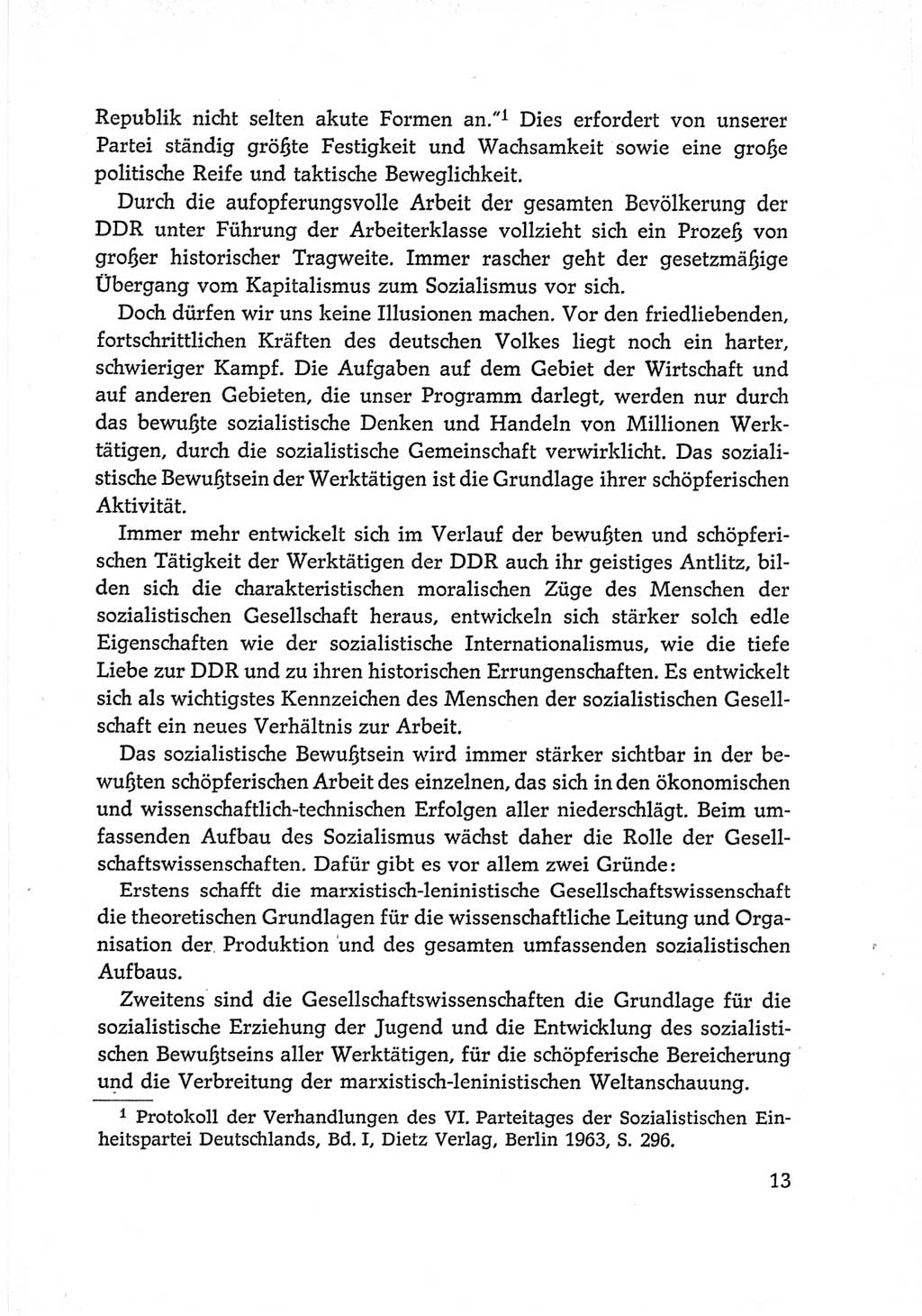 Protokoll der Verhandlungen des Ⅵ. Parteitages der Sozialistischen Einheitspartei Deutschlands (SED) [Deutsche Demokratische Republik (DDR)] 1963, Band Ⅱ, Seite 13 (Prot. Verh. Ⅵ. PT SED DDR 1963, Bd. Ⅱ, S. 13)