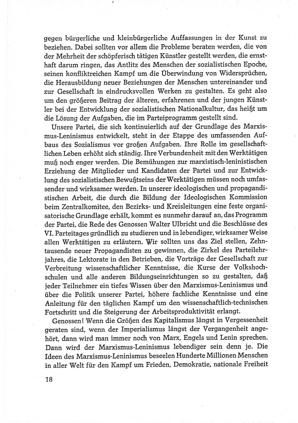 Protokoll der Verhandlungen des Ⅵ. Parteitages der Sozialistischen Einheitspartei Deutschlands (SED) [Deutsche Demokratische Republik (DDR)] 1963, Band Ⅱ, Seite 18 (Prot. Verh. Ⅵ. PT SED DDR 1963, Bd. Ⅱ, S. 18)