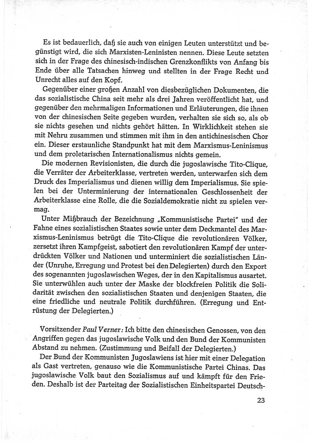 Protokoll der Verhandlungen des Ⅵ. Parteitages der Sozialistischen Einheitspartei Deutschlands (SED) [Deutsche Demokratische Republik (DDR)] 1963, Band Ⅱ, Seite 23 (Prot. Verh. Ⅵ. PT SED DDR 1963, Bd. Ⅱ, S. 23)