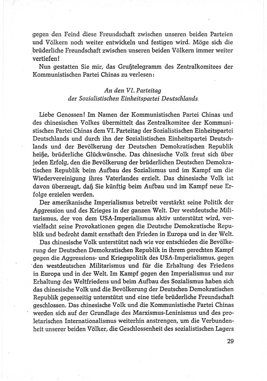 Protokoll der Verhandlungen des Ⅵ. Parteitages der Sozialistischen Einheitspartei Deutschlands (SED) [Deutsche Demokratische Republik (DDR)] 1963, Band Ⅱ, Seite 29 (Prot. Verh. Ⅵ. PT SED DDR 1963, Bd. Ⅱ, S. 29)