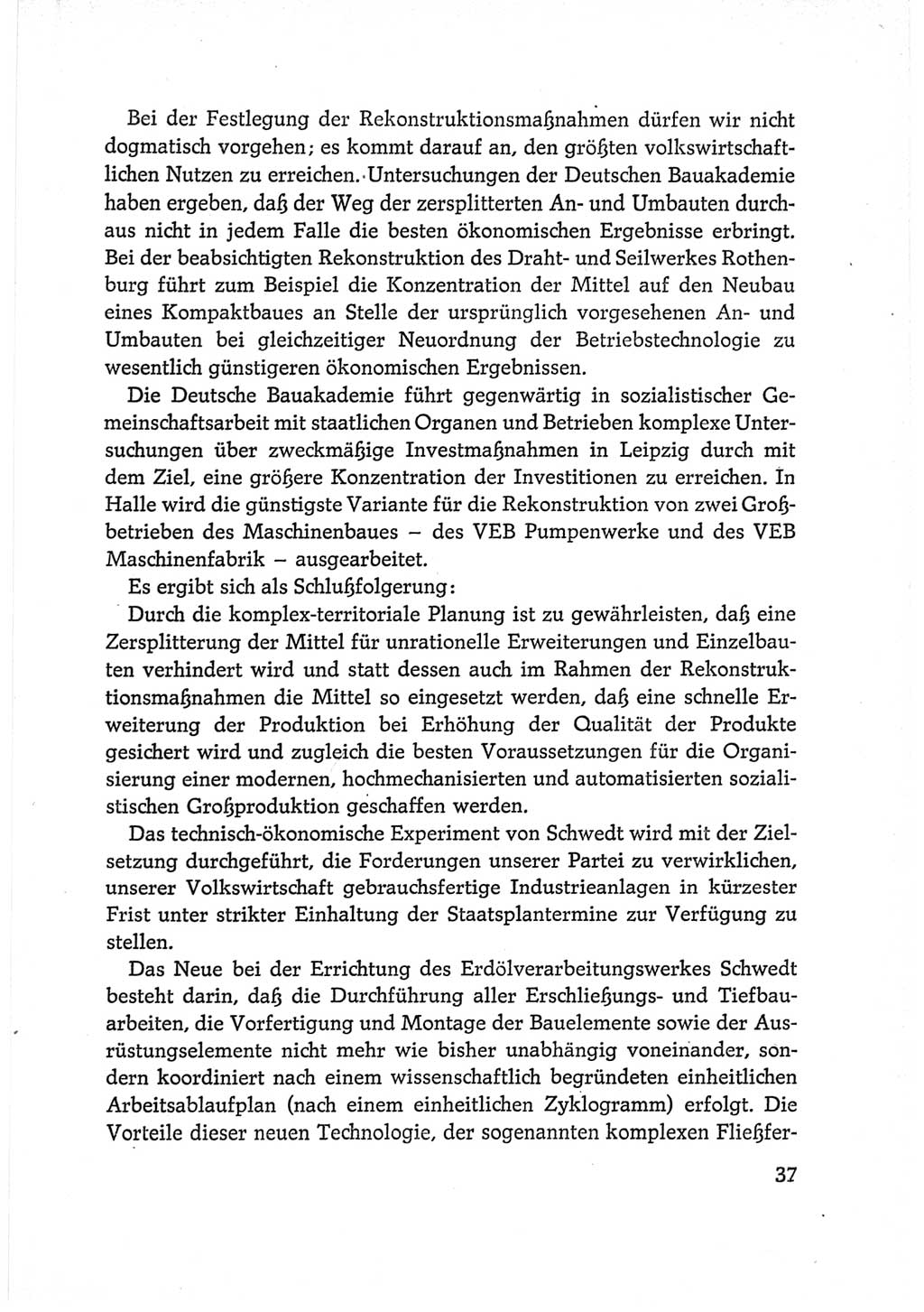 Protokoll der Verhandlungen des Ⅵ. Parteitages der Sozialistischen Einheitspartei Deutschlands (SED) [Deutsche Demokratische Republik (DDR)] 1963, Band Ⅱ, Seite 37 (Prot. Verh. Ⅵ. PT SED DDR 1963, Bd. Ⅱ, S. 37)