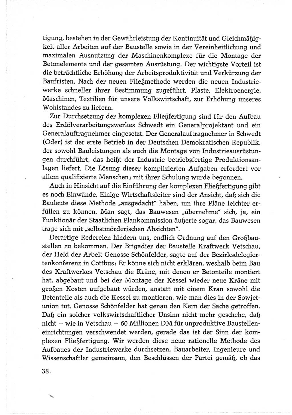 Protokoll der Verhandlungen des Ⅵ. Parteitages der Sozialistischen Einheitspartei Deutschlands (SED) [Deutsche Demokratische Republik (DDR)] 1963, Band Ⅱ, Seite 38 (Prot. Verh. Ⅵ. PT SED DDR 1963, Bd. Ⅱ, S. 38)